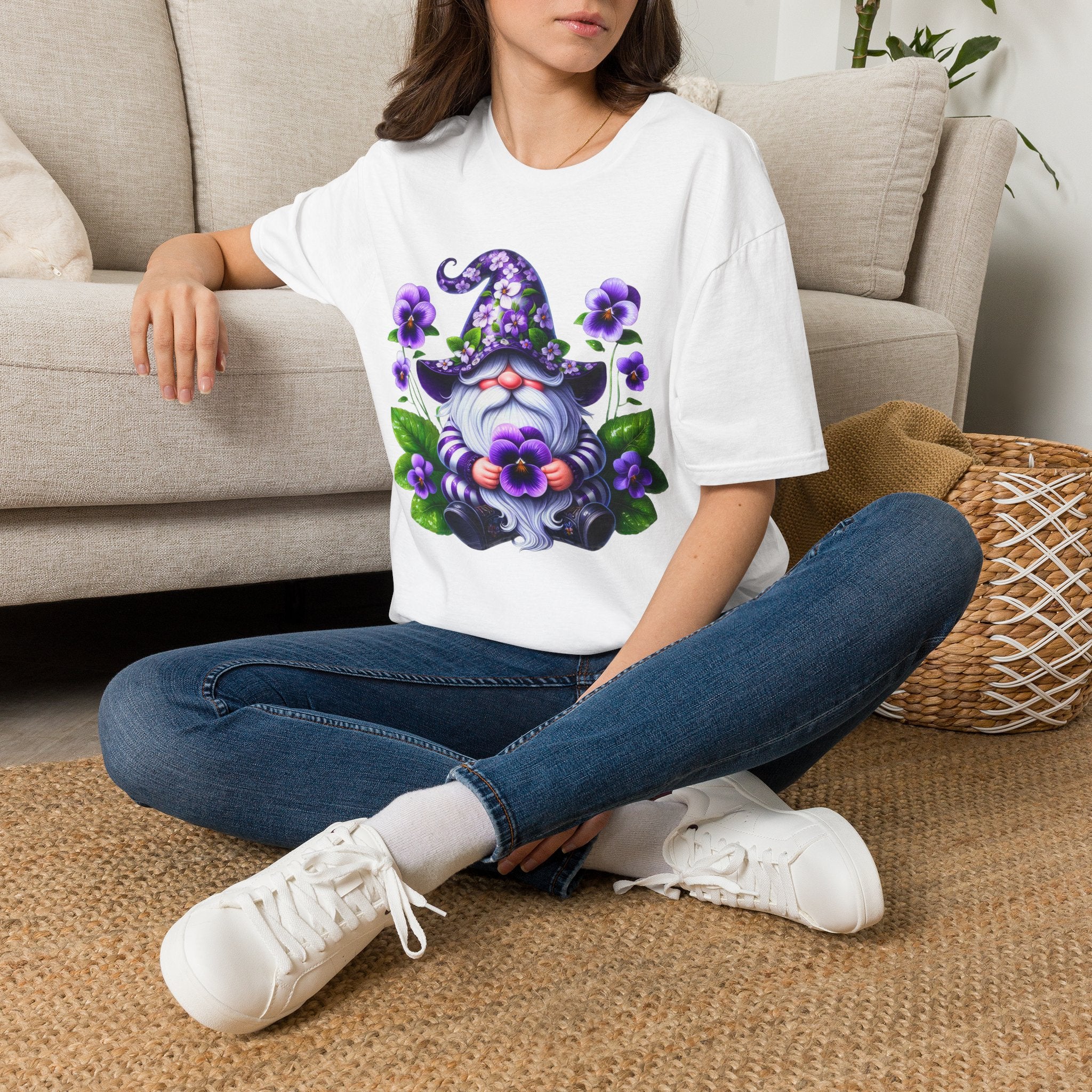 Purple Pansy Garden Gnome T-Shirt