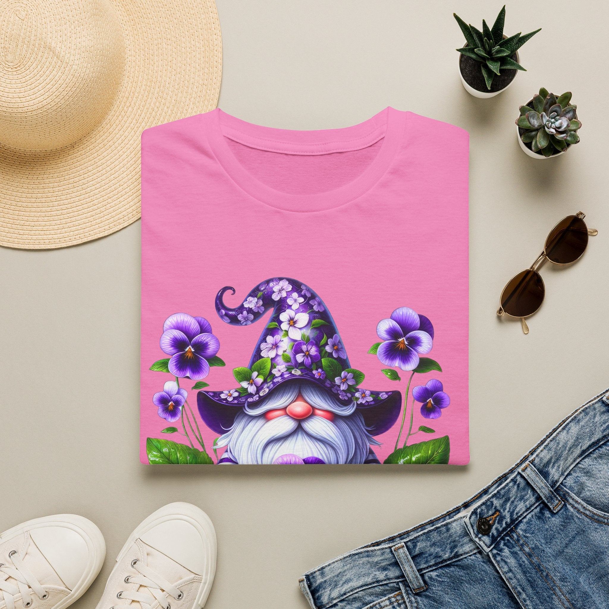 Purple Pansy Garden Gnome T-Shirt