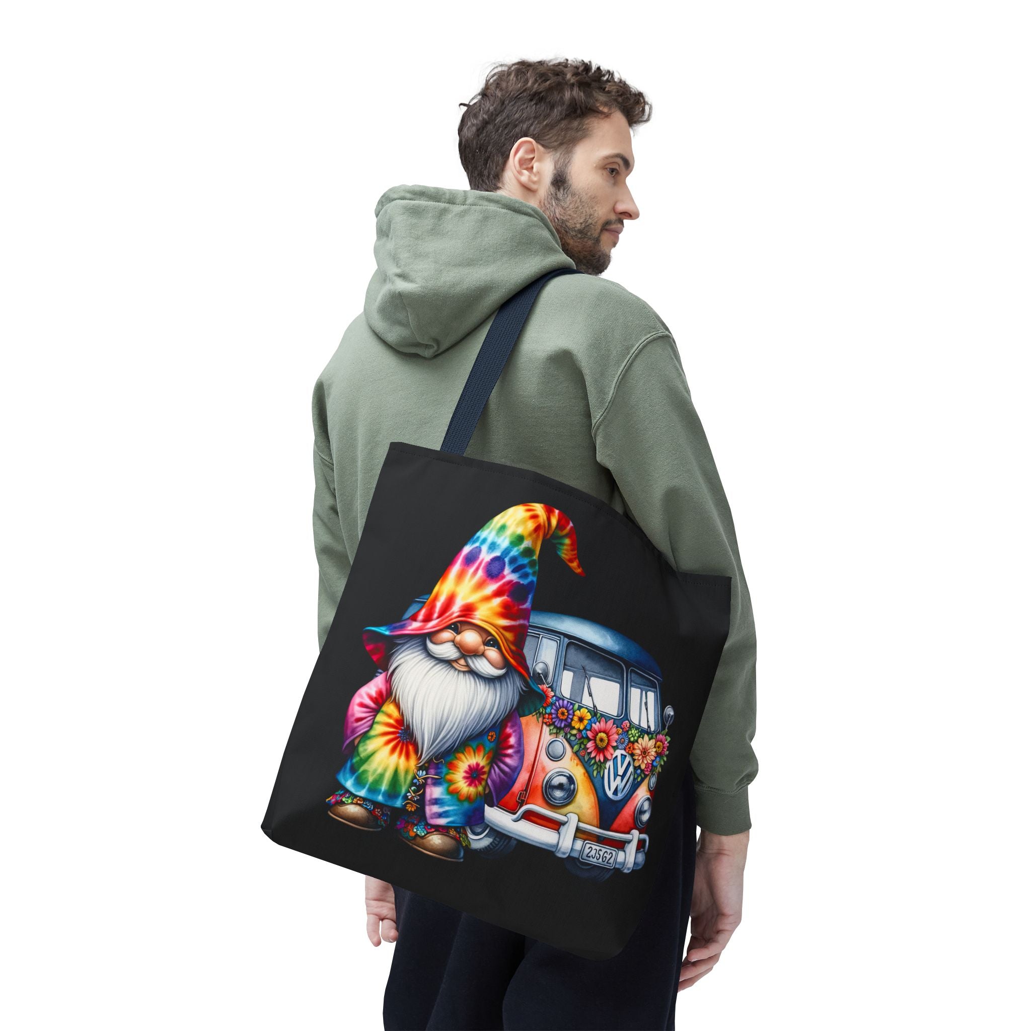 Tie-Dye Gnome Tote Bag — Hippie Van Floral Boho Market Tote
