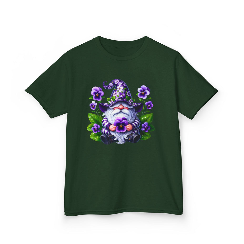 Kids Gnome T‑Shirt — Cute Purple Floral Gnome Tee for Children