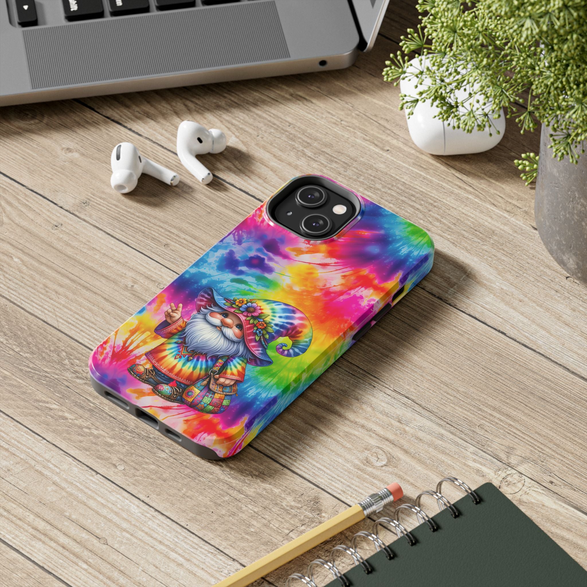 Tie-Dye Gnome Tough Phone Case — Colorful Boho Protective Phone Cover