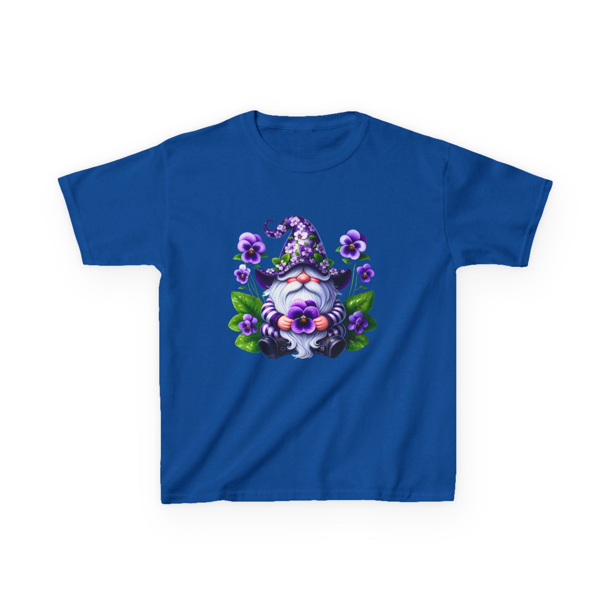 Kids Gnome T‑Shirt — Cute Purple Floral Wizard Gnome Tee for Children