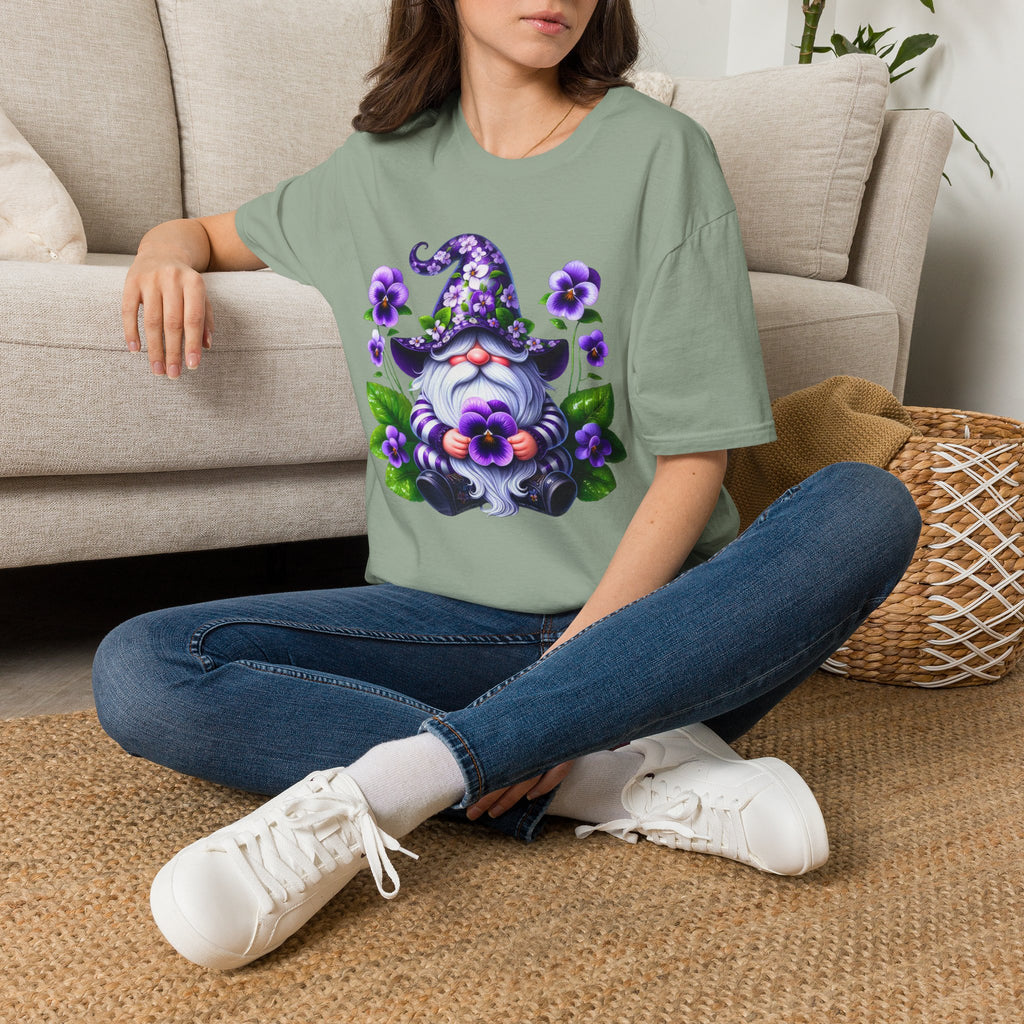 Purple Pansy Garden Gnome T-Shirt