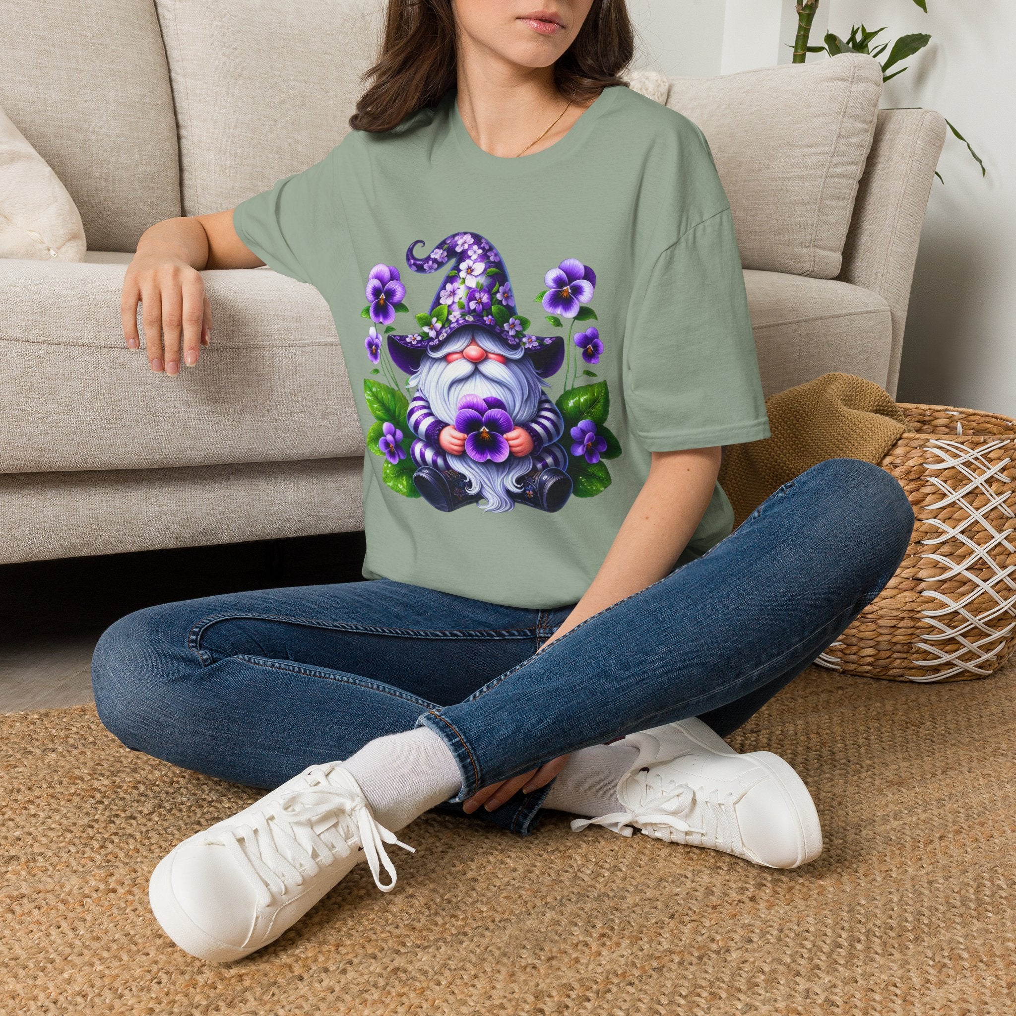 Purple Pansy Garden Gnome T-Shirt