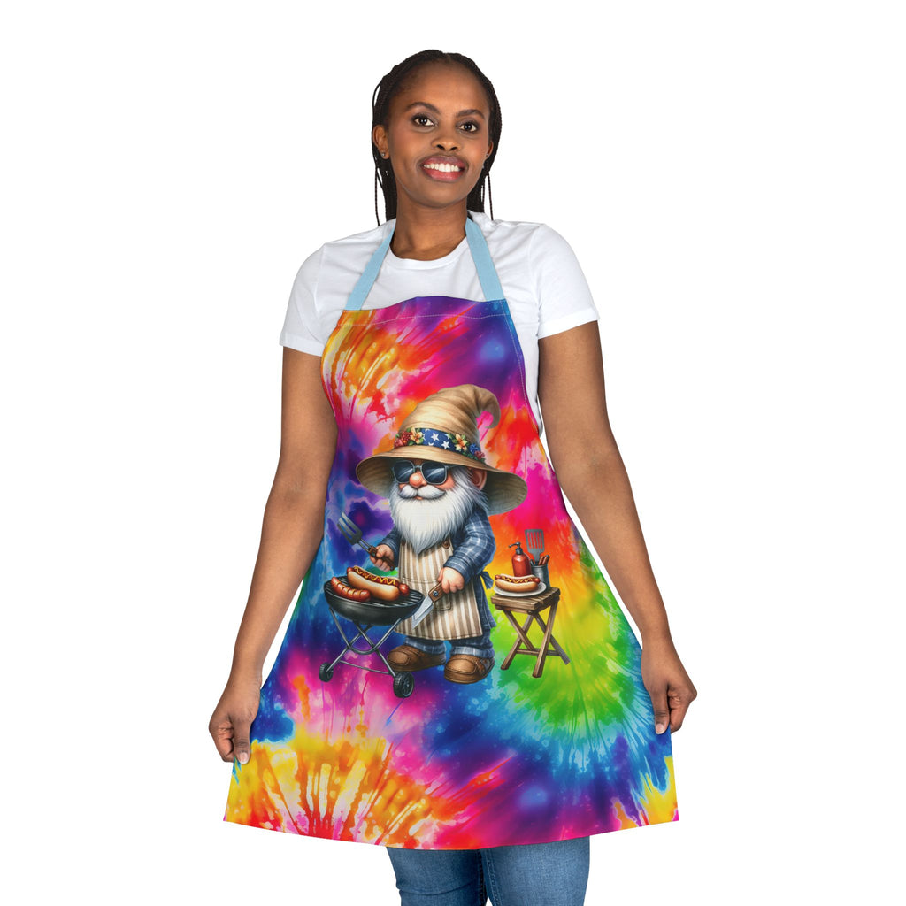 Tie-Dye Gnome BBQ Apron - Colorful Grilling Chef Apron