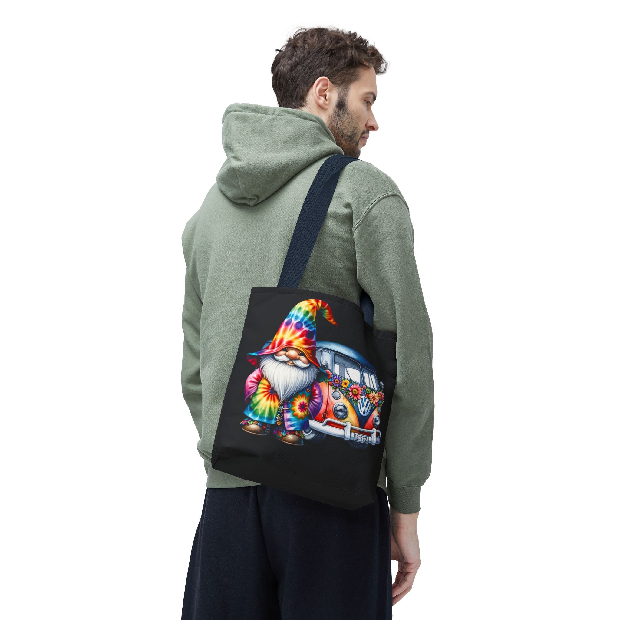 Tie-Dye Gnome Tote Bag — Hippie Van Floral Boho Market Tote