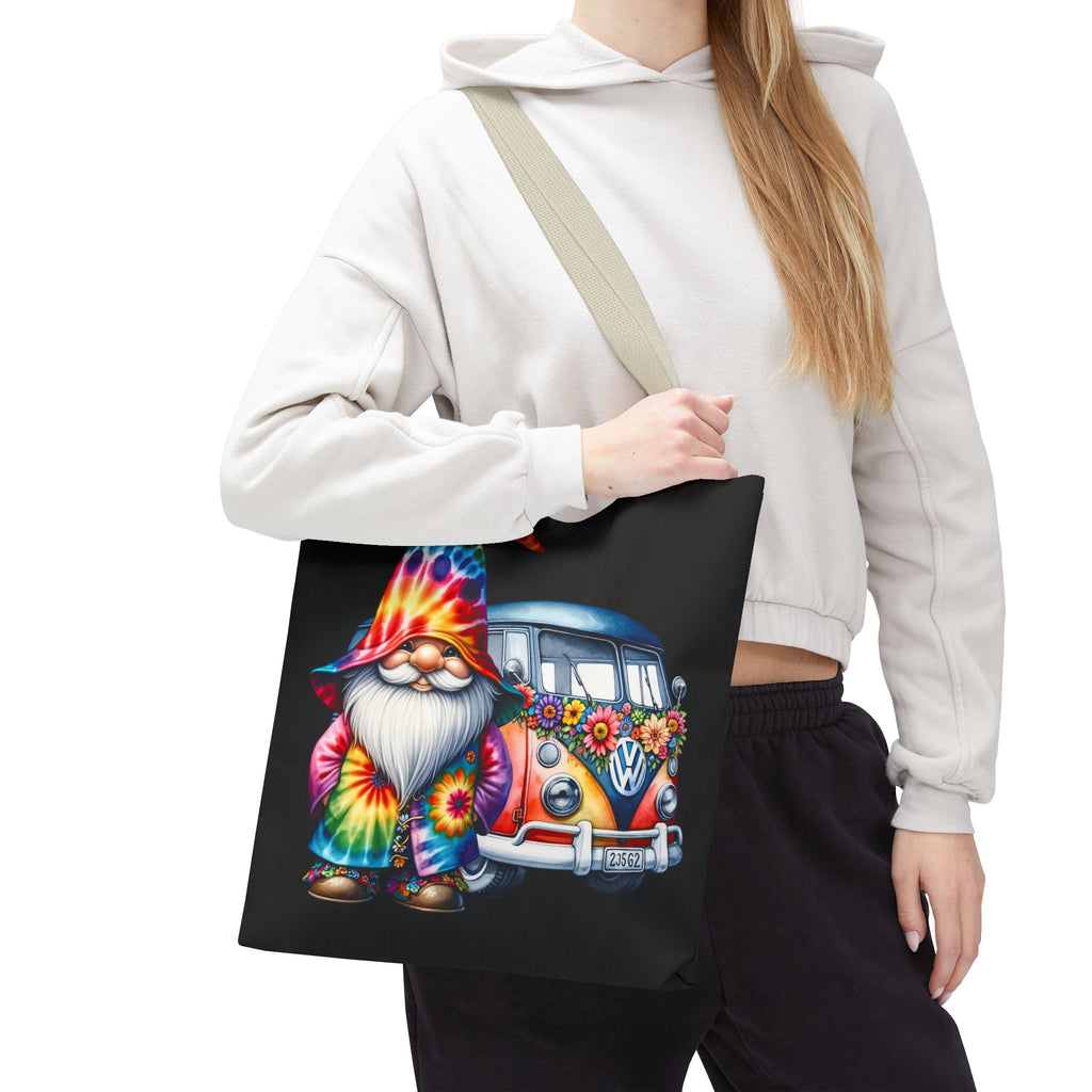 Tie-Dye Gnome Tote Bag — Hippie Van Floral Boho Market Tote