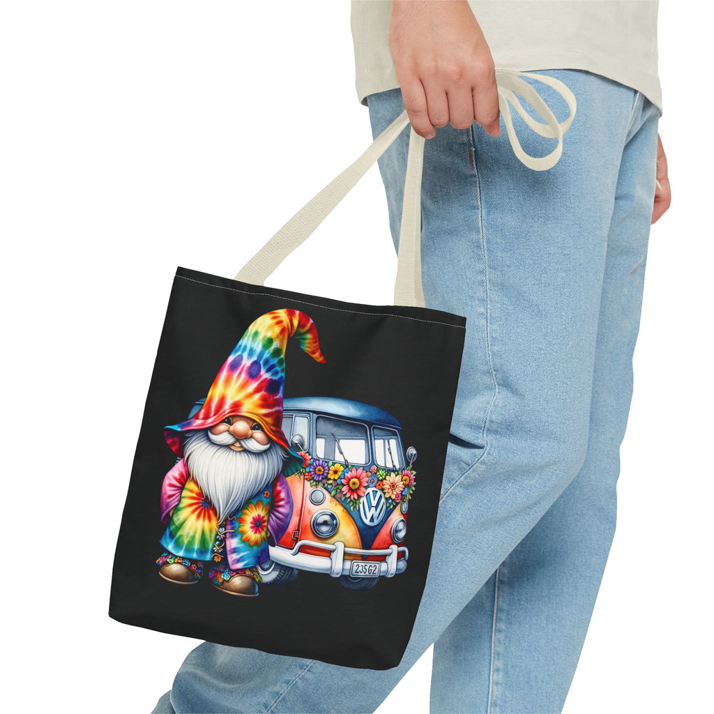 Tie-Dye Gnome Tote Bag — Hippie Van Floral Boho Market Tote