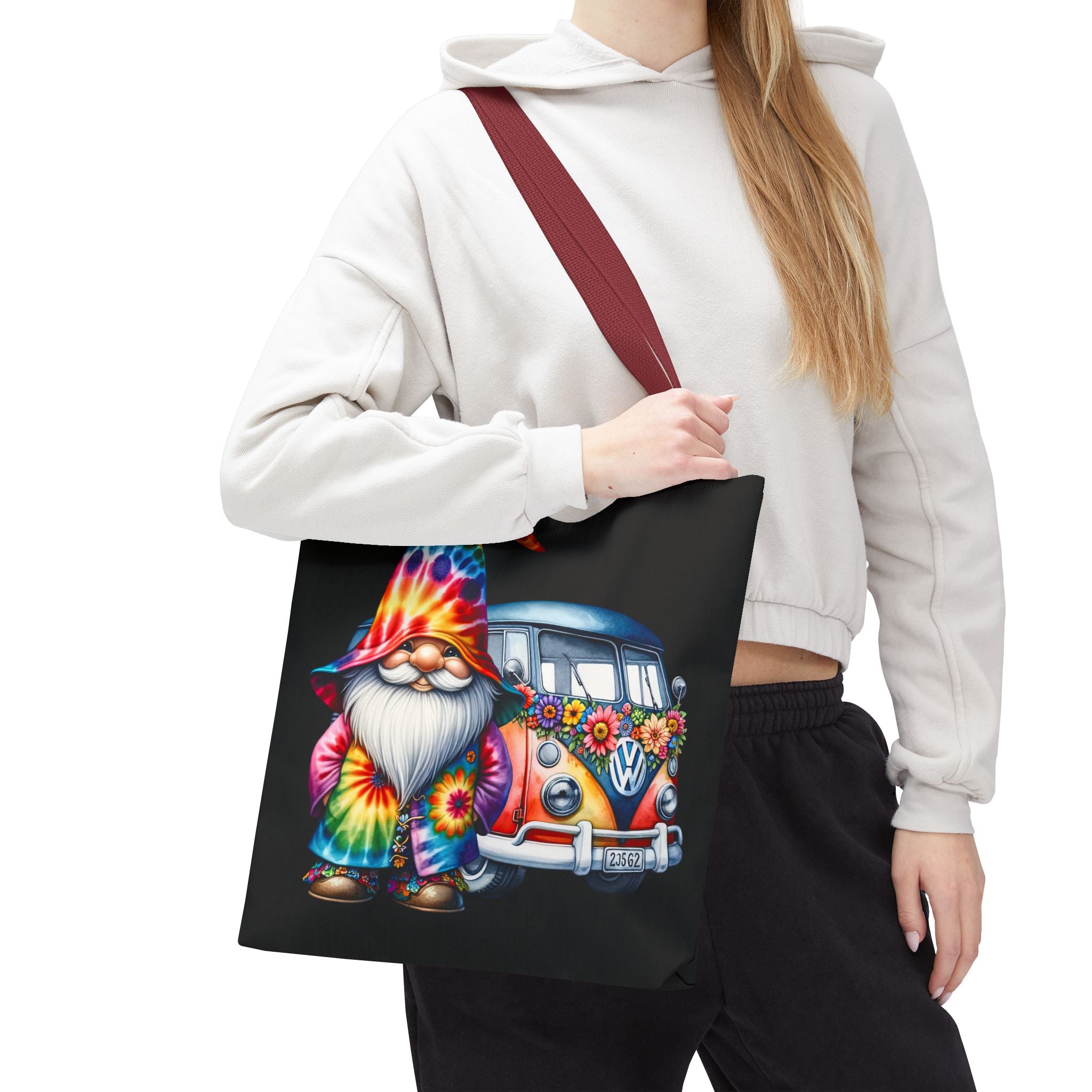 Tie-Dye Gnome Tote Bag — Hippie Van Floral Boho Market Tote