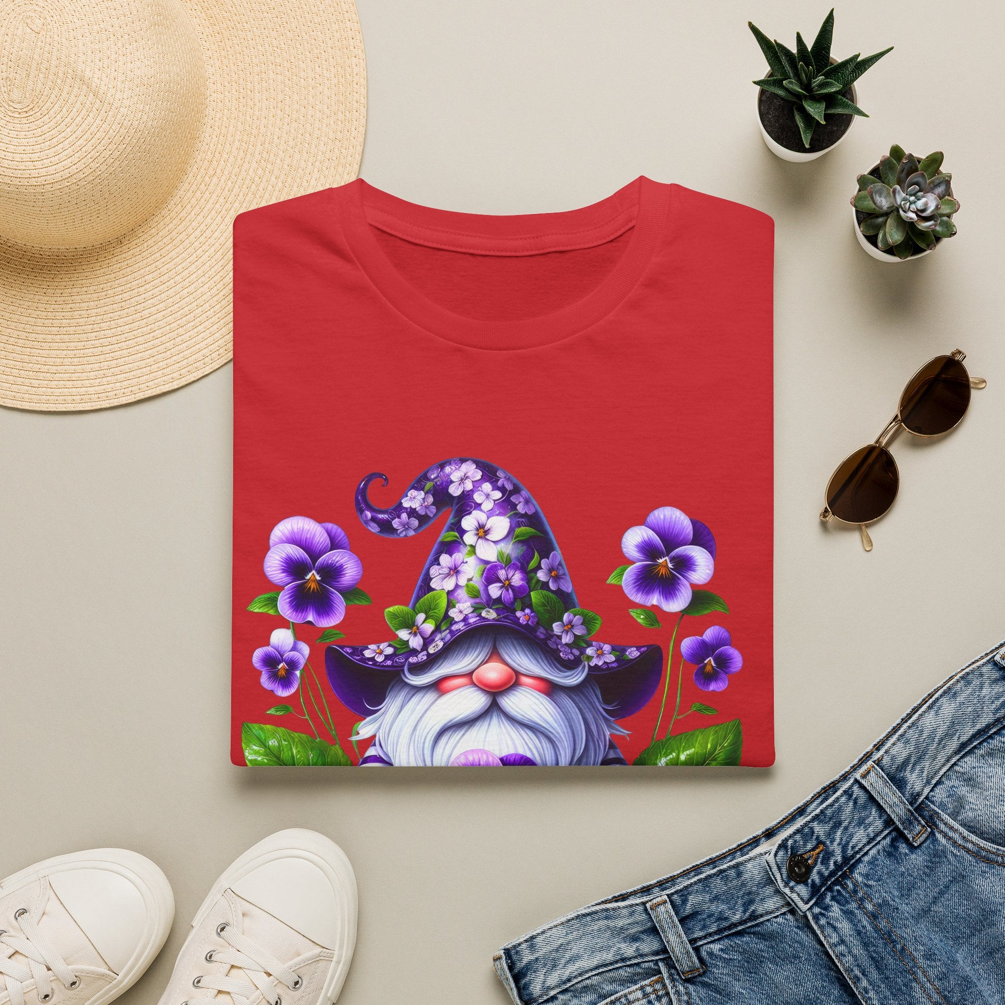 Purple Pansy Garden Gnome T-Shirt