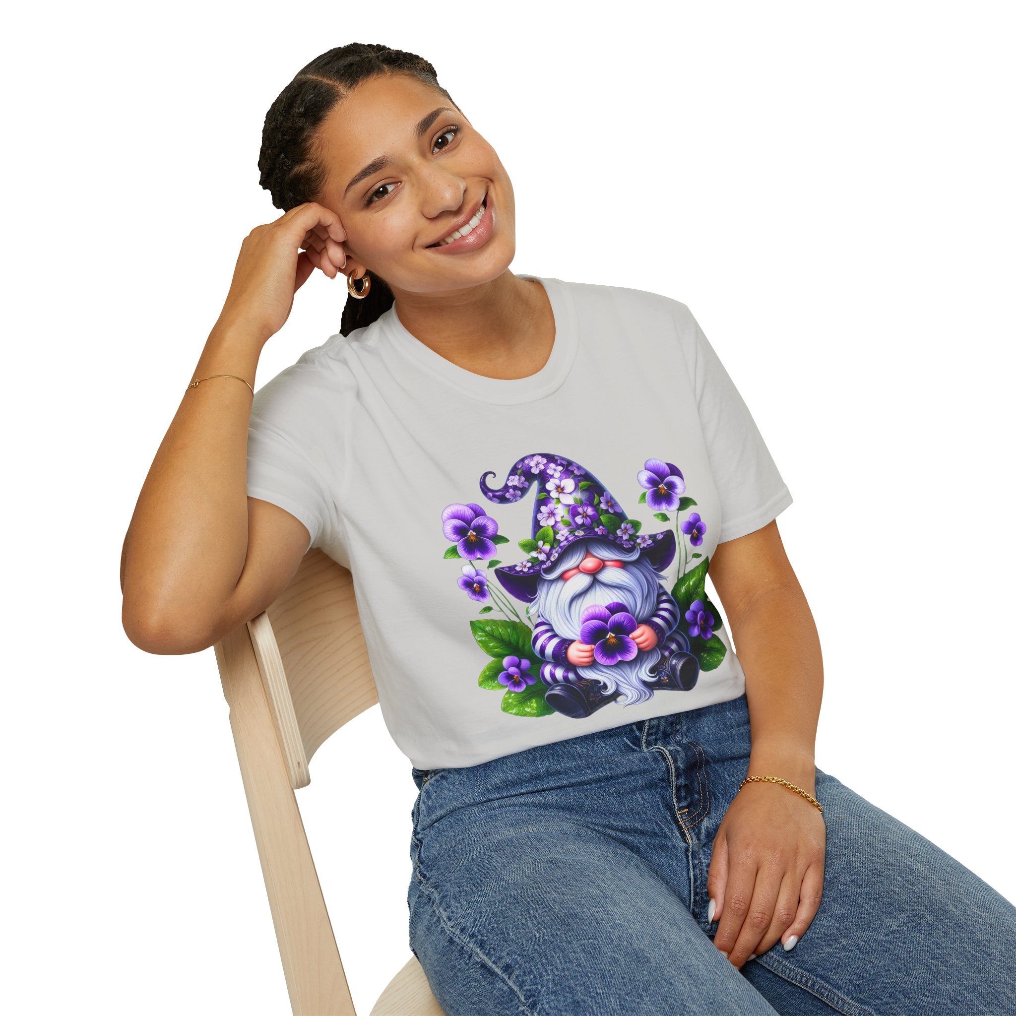 Purple Pansy Garden Gnome T-Shirt