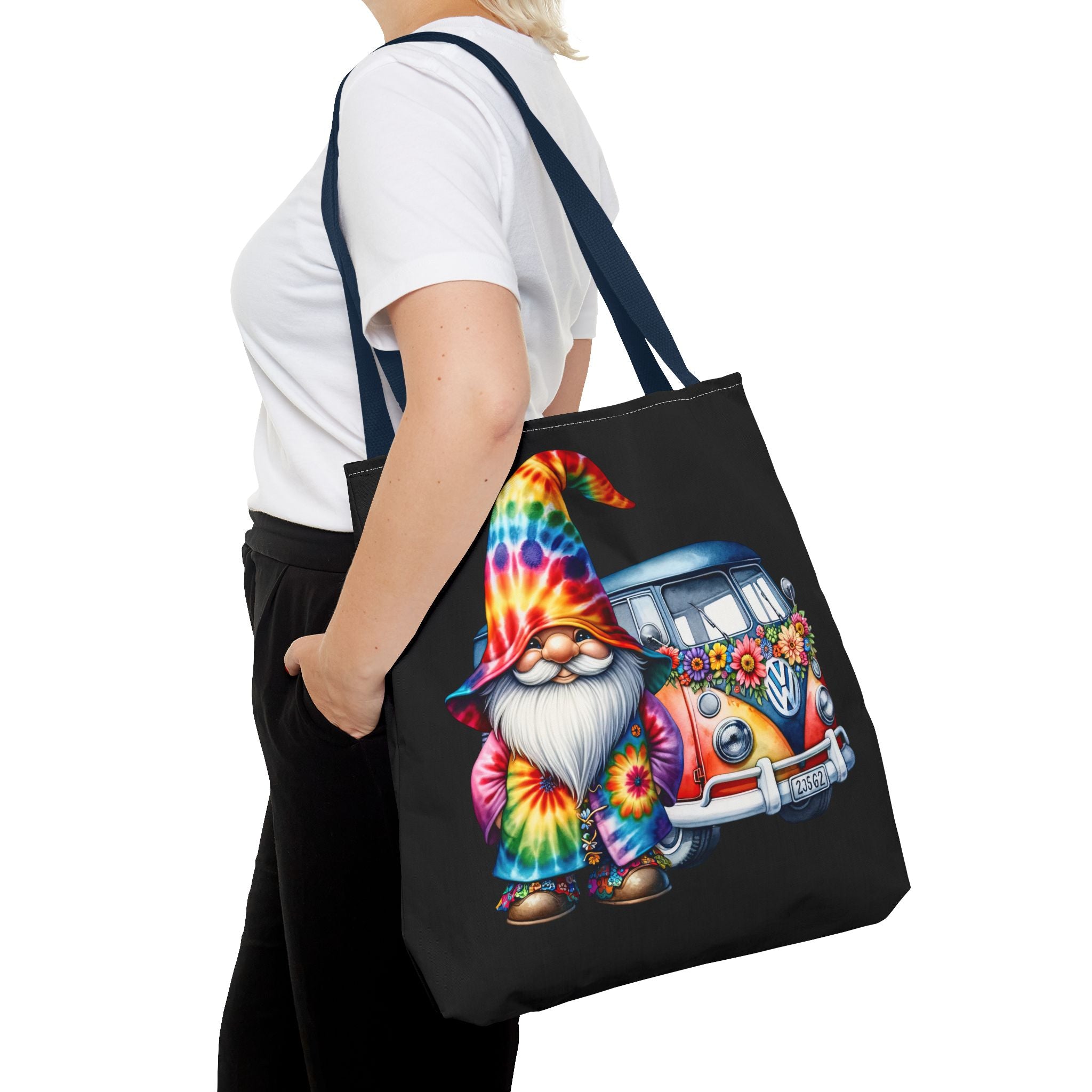 Tie-Dye Gnome Tote Bag — Hippie Van Floral Boho Market Tote