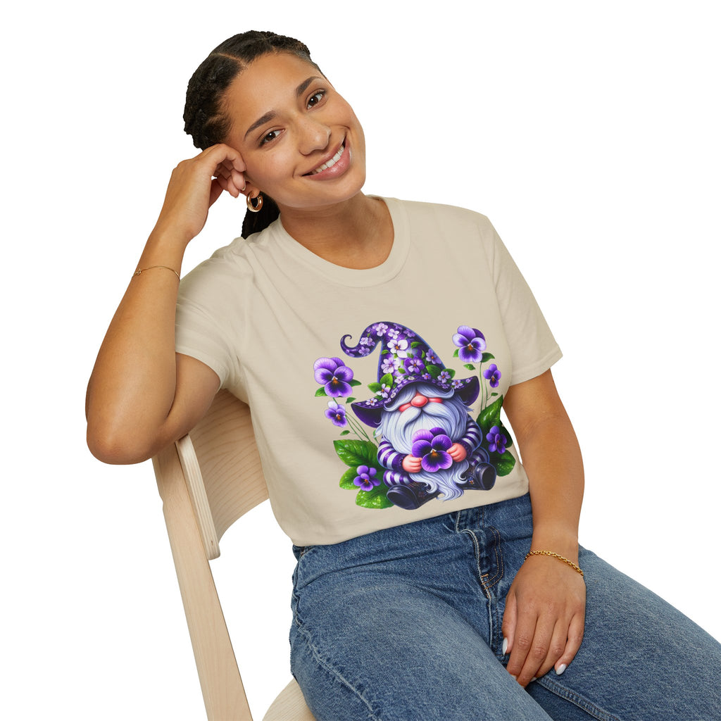 Purple Pansy Garden Gnome T-Shirt