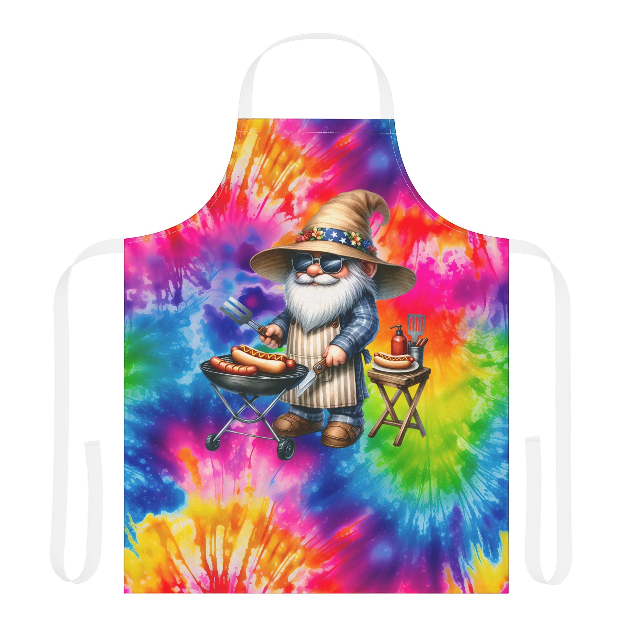 Tie-Dye Gnome BBQ Apron - Colorful Grilling Chef Apron