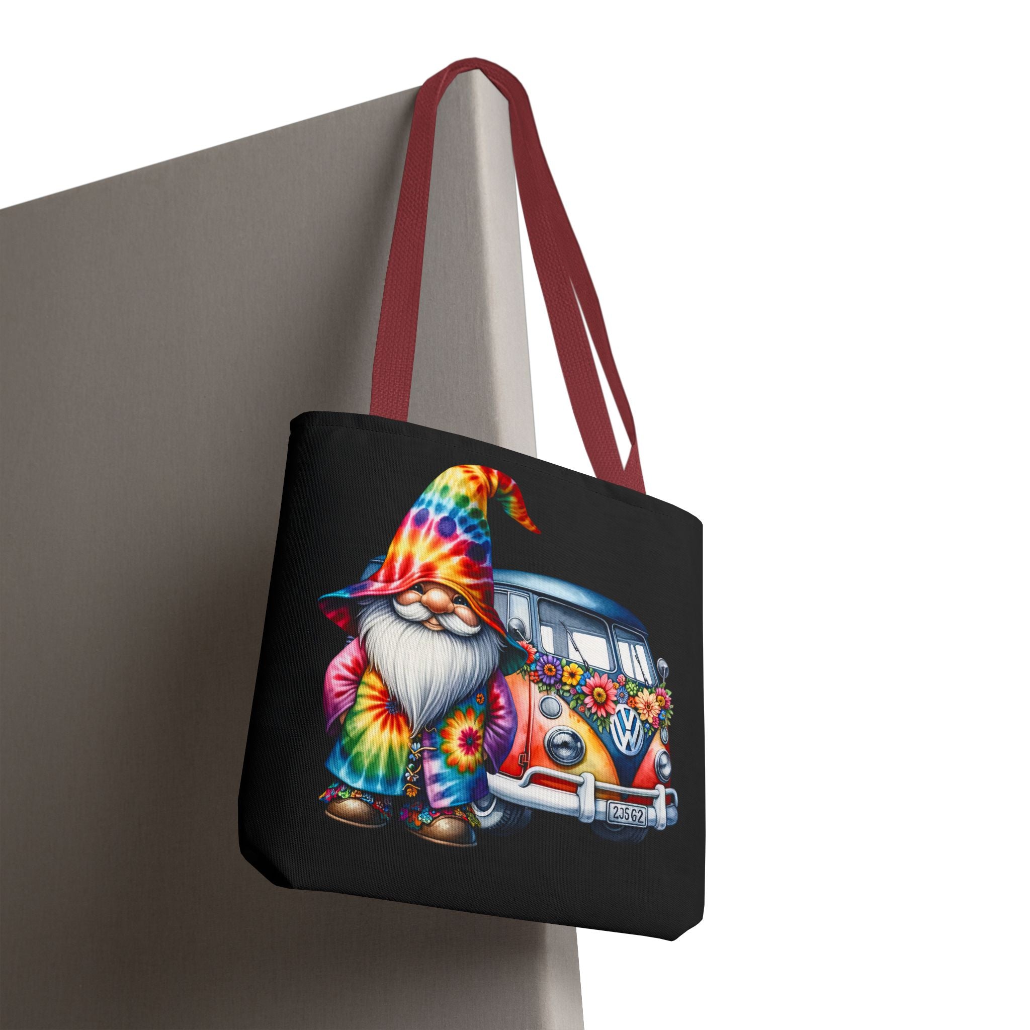 Tie-Dye Gnome Tote Bag — Hippie Van Floral Boho Market Tote