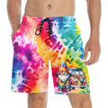 Tie Dye Hippie VW Bus Gnome Men's Mid-Length Beach Shorts