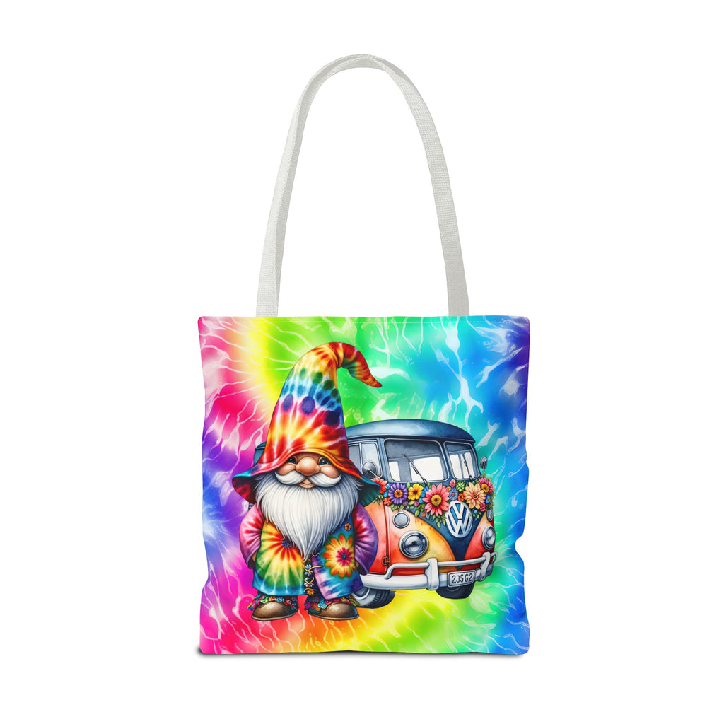 Tie-Dye Hippie Gnome Tote Bag — VW Bus Floral Boho Beach Tote