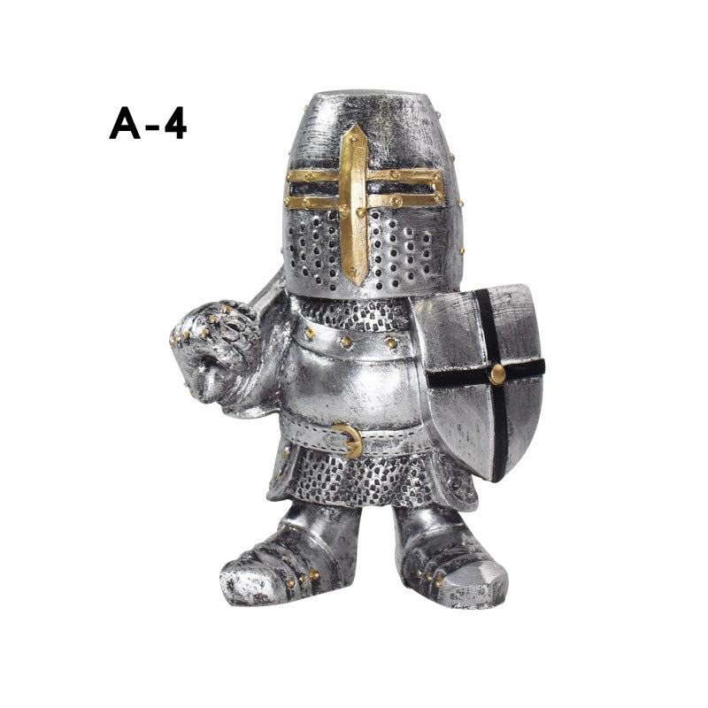 Knight Gnomes Guard Gnome Dwarf Knight Guard Resin Ornament Garden War Statue