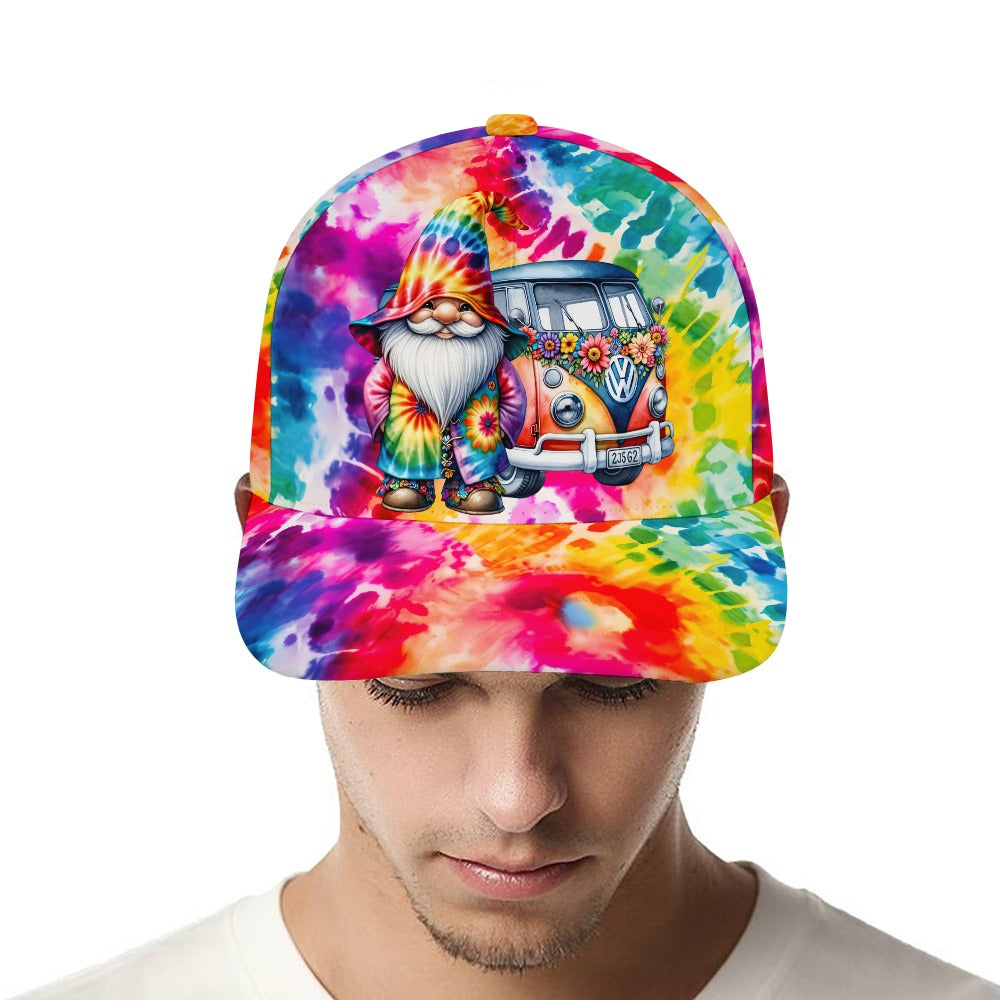 Hippie Gnome VW Bus Tie Dye Baseball Cap