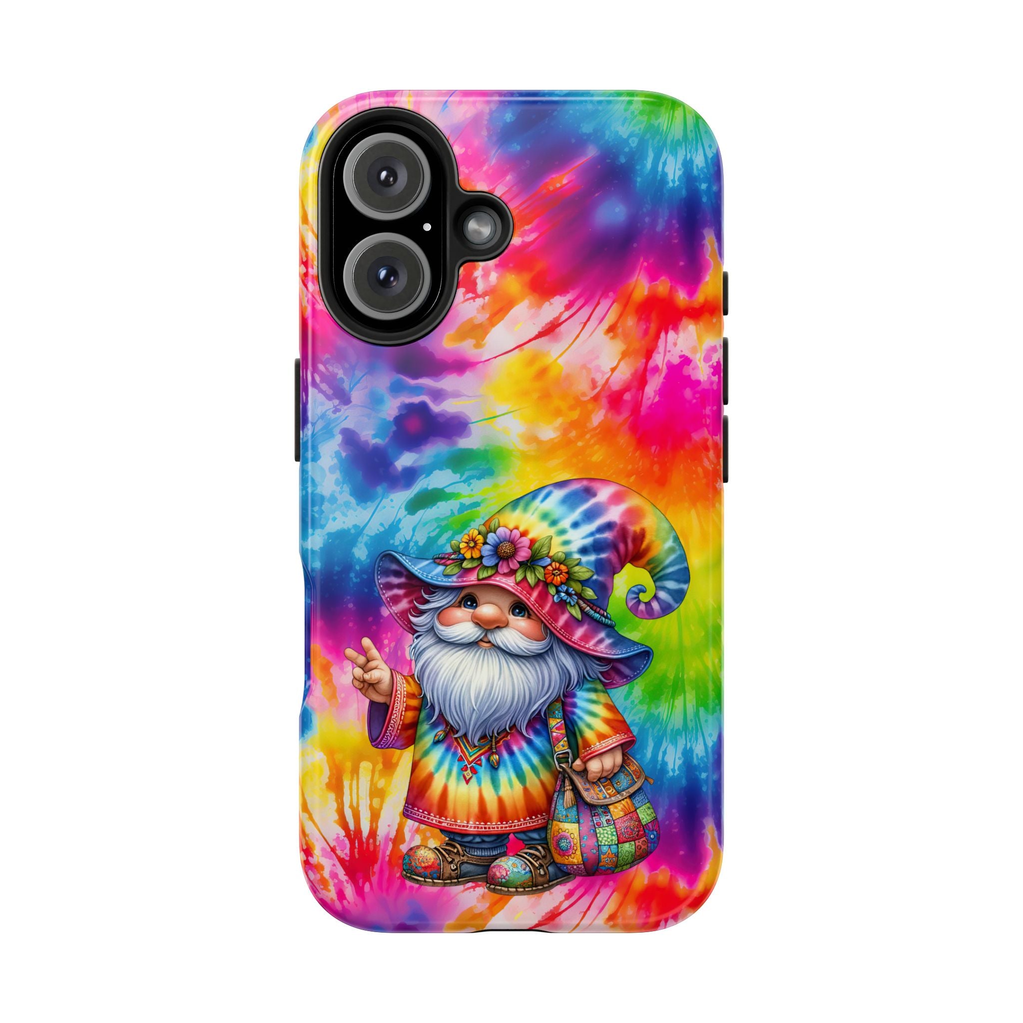 Tie-Dye Gnome Tough Phone Case — Colorful Boho Protective Phone Cover