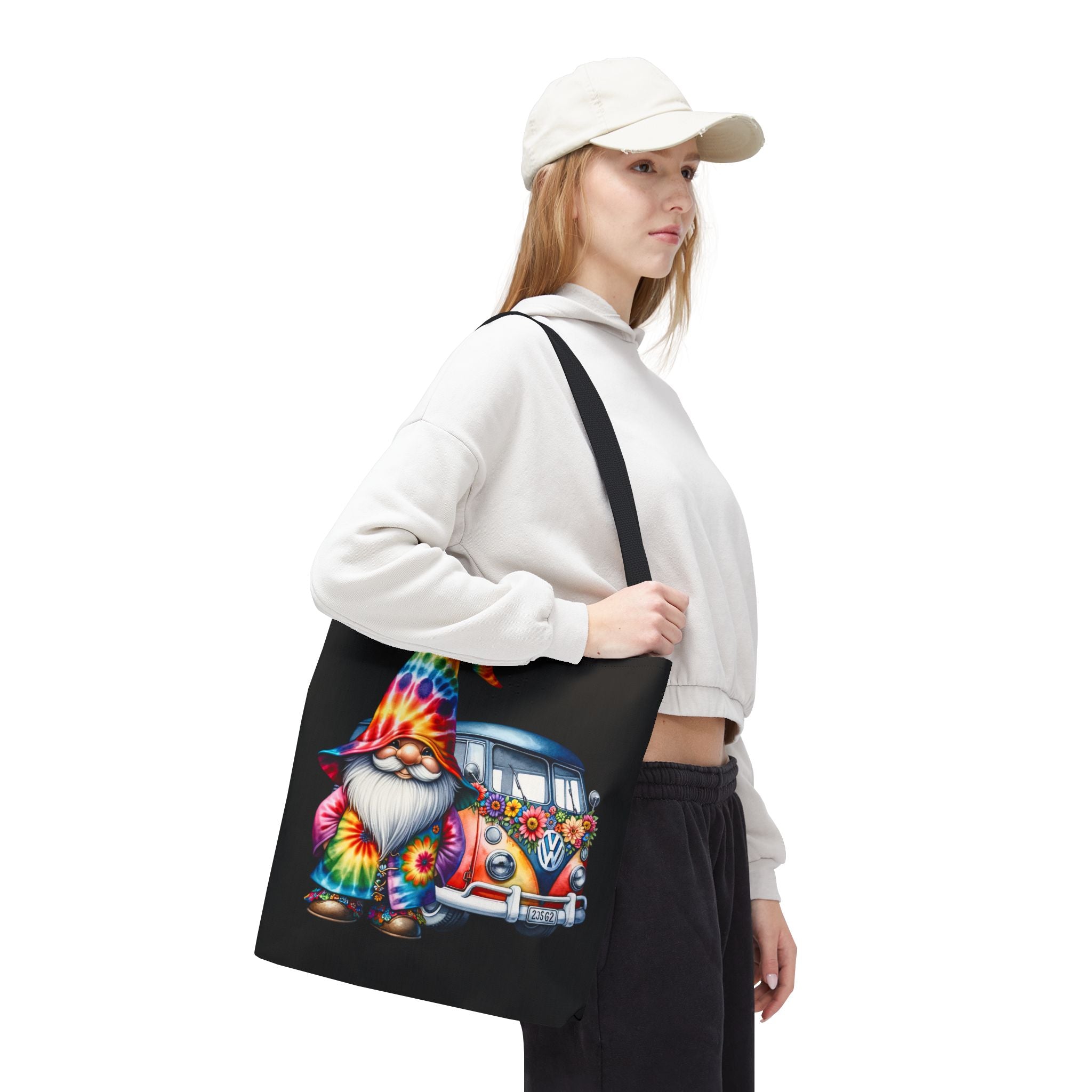 Tie-Dye Gnome Tote Bag — Hippie Van Floral Boho Market Tote