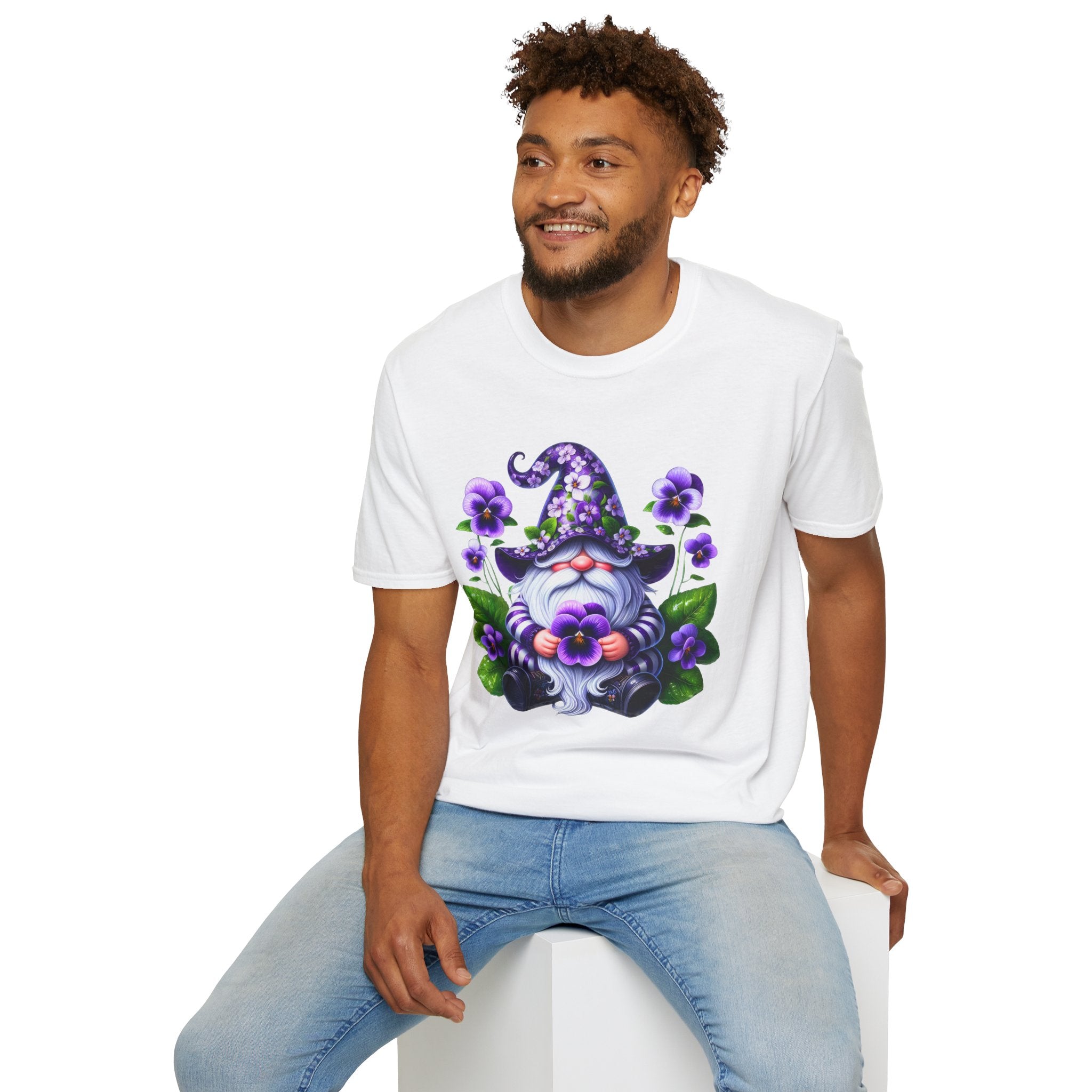 Purple Pansy Garden Gnome T-Shirt