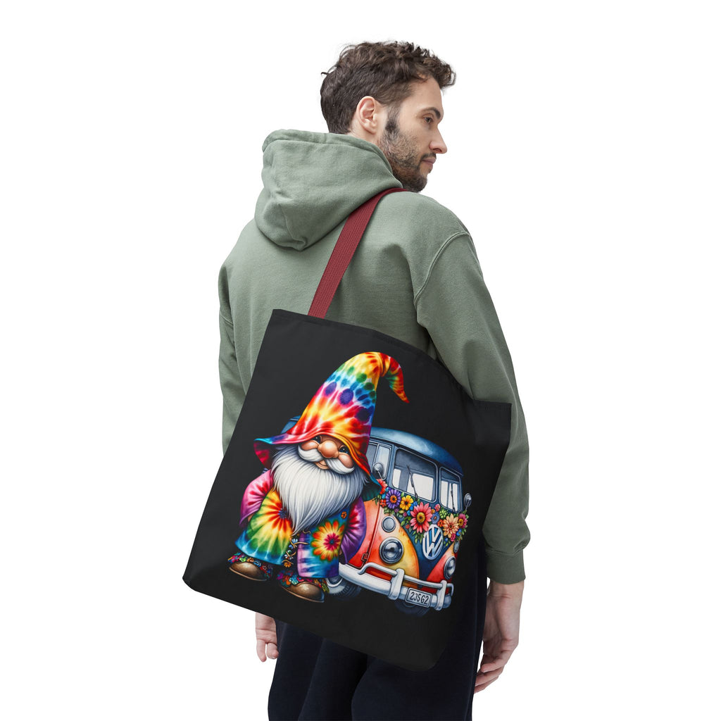 Tie-Dye Gnome Tote Bag — Hippie Van Floral Boho Market Tote