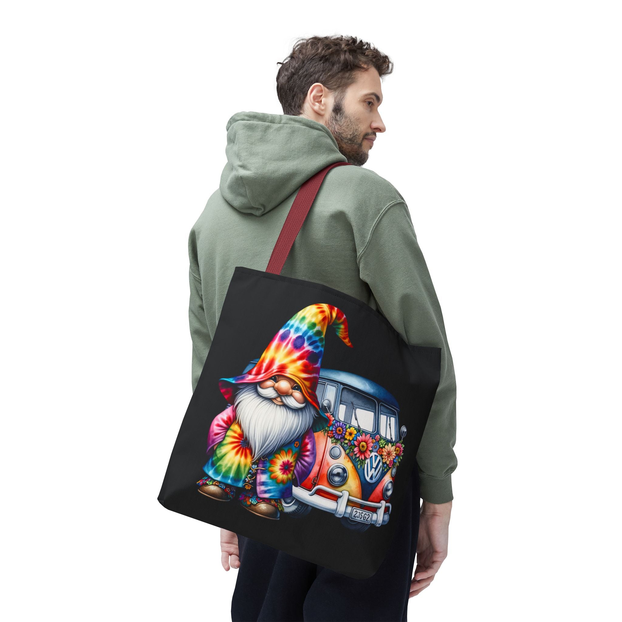 Tie-Dye Gnome Tote Bag — Hippie Van Floral Boho Market Tote