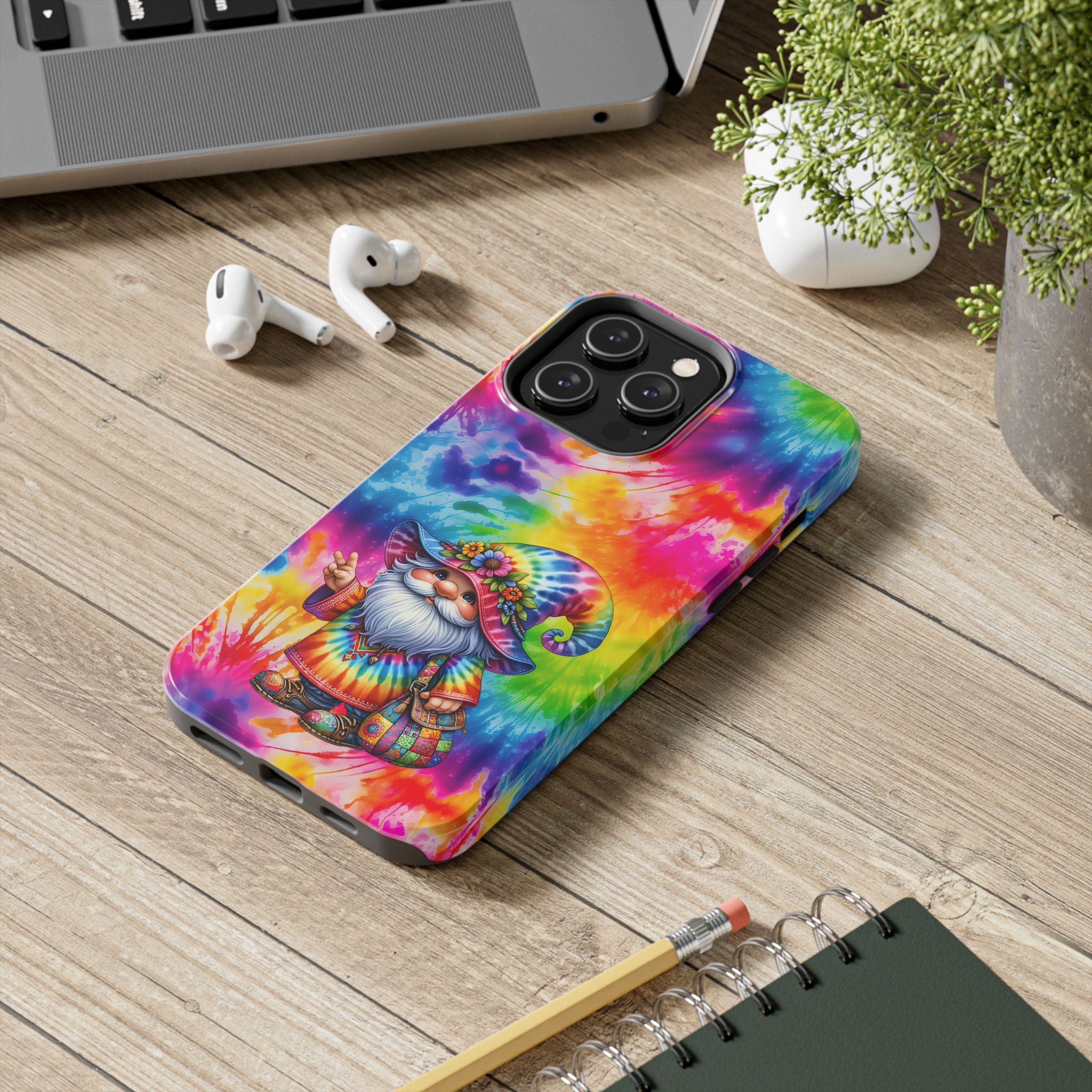 Tie-Dye Gnome Tough Phone Case — Colorful Boho Protective Phone Cover