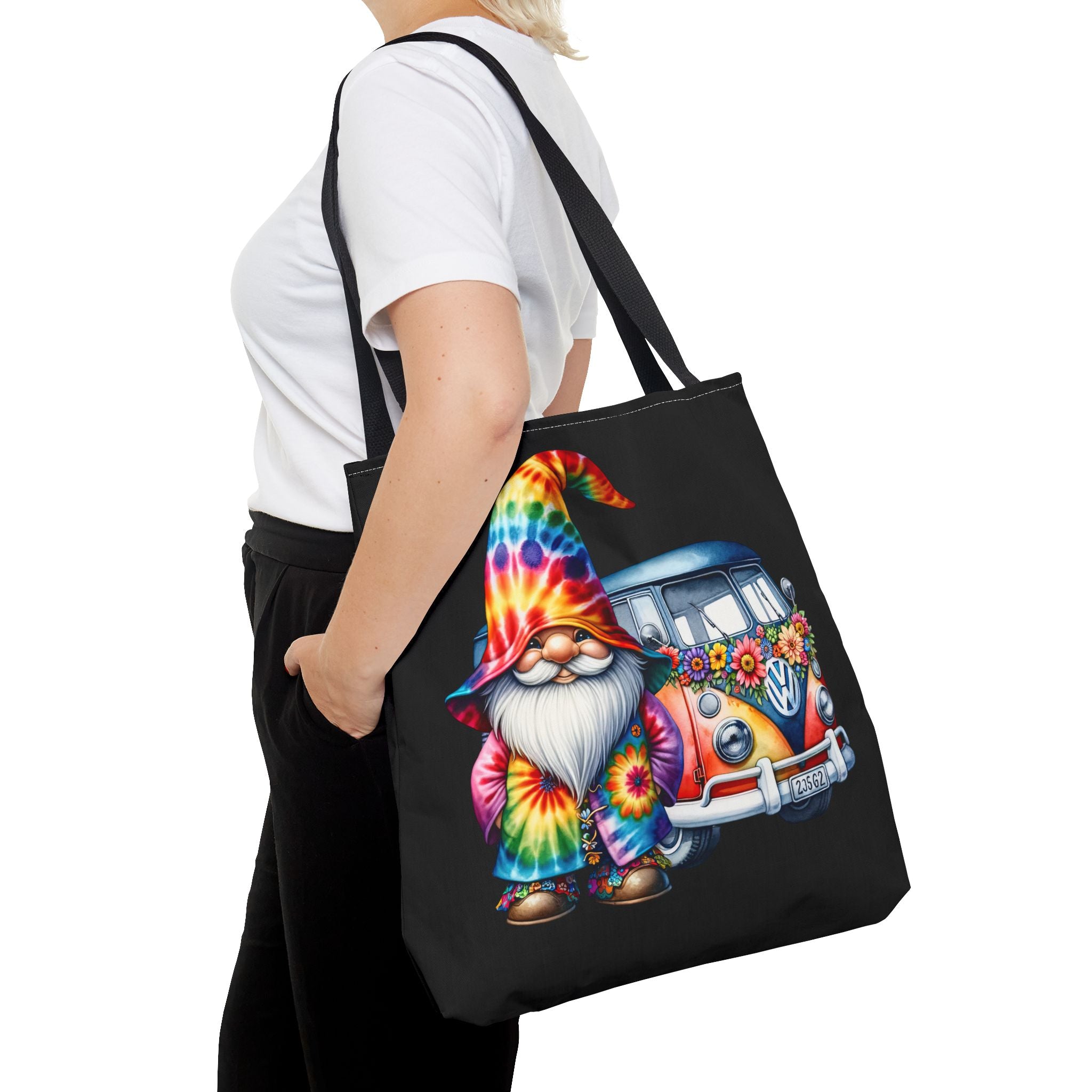 Tie-Dye Gnome Tote Bag — Hippie Van Floral Boho Market Tote