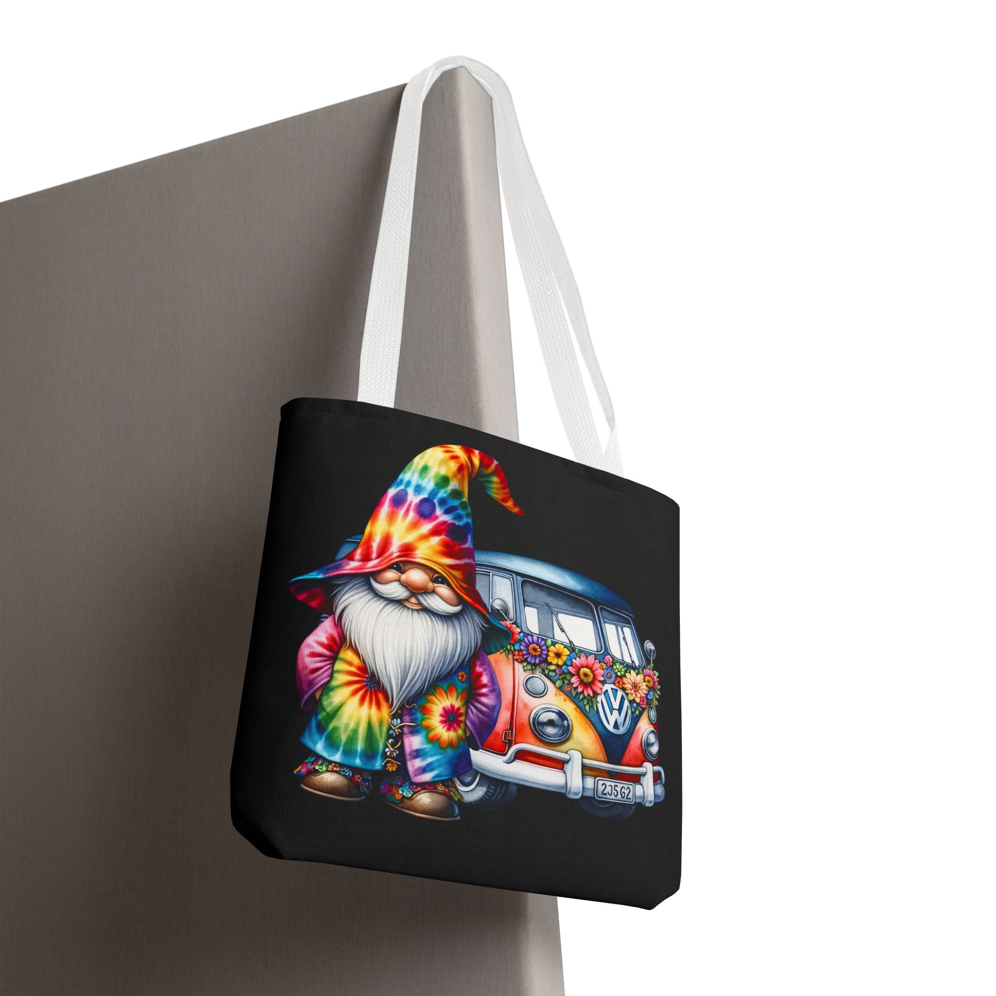 Tie-Dye Gnome Tote Bag — Hippie Van Floral Boho Market Tote