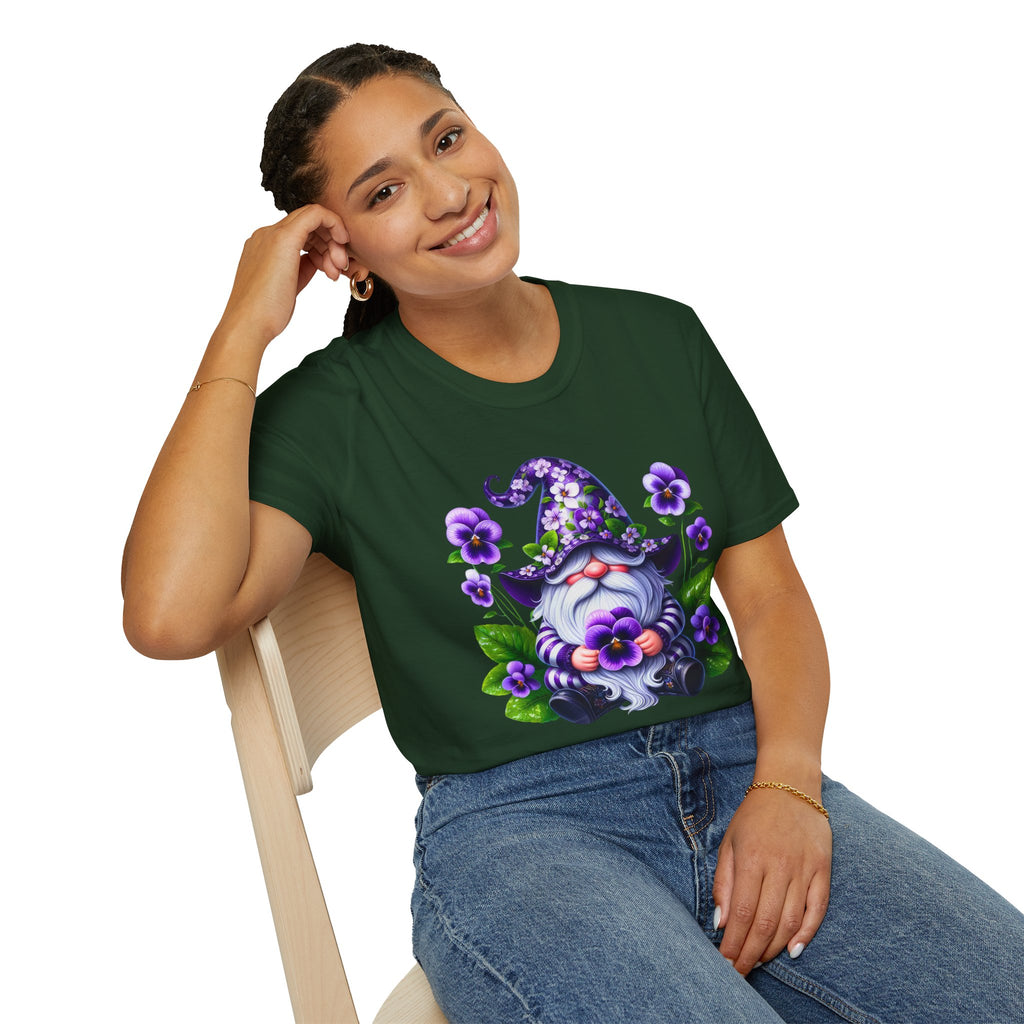 Purple Pansy Garden Gnome T-Shirt