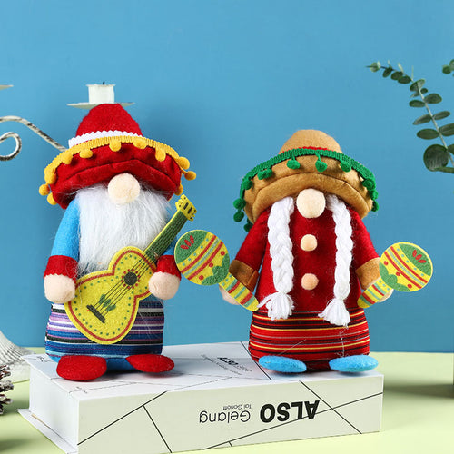 Doll Mexican carnival sombrero Rudolph gnome doll musical instrument dwarf doll decorations