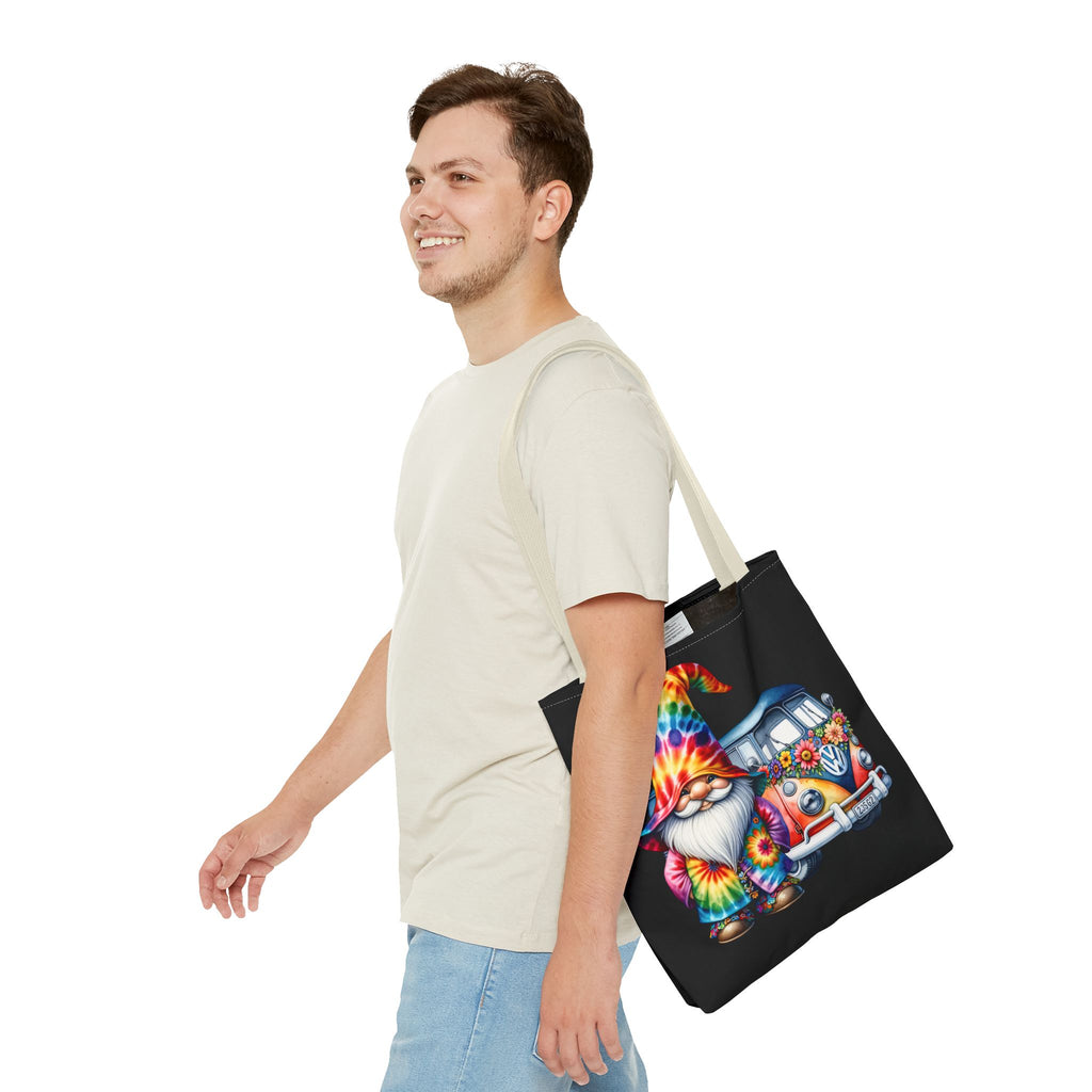 Tie-Dye Gnome Tote Bag — Hippie Van Floral Boho Market Tote
