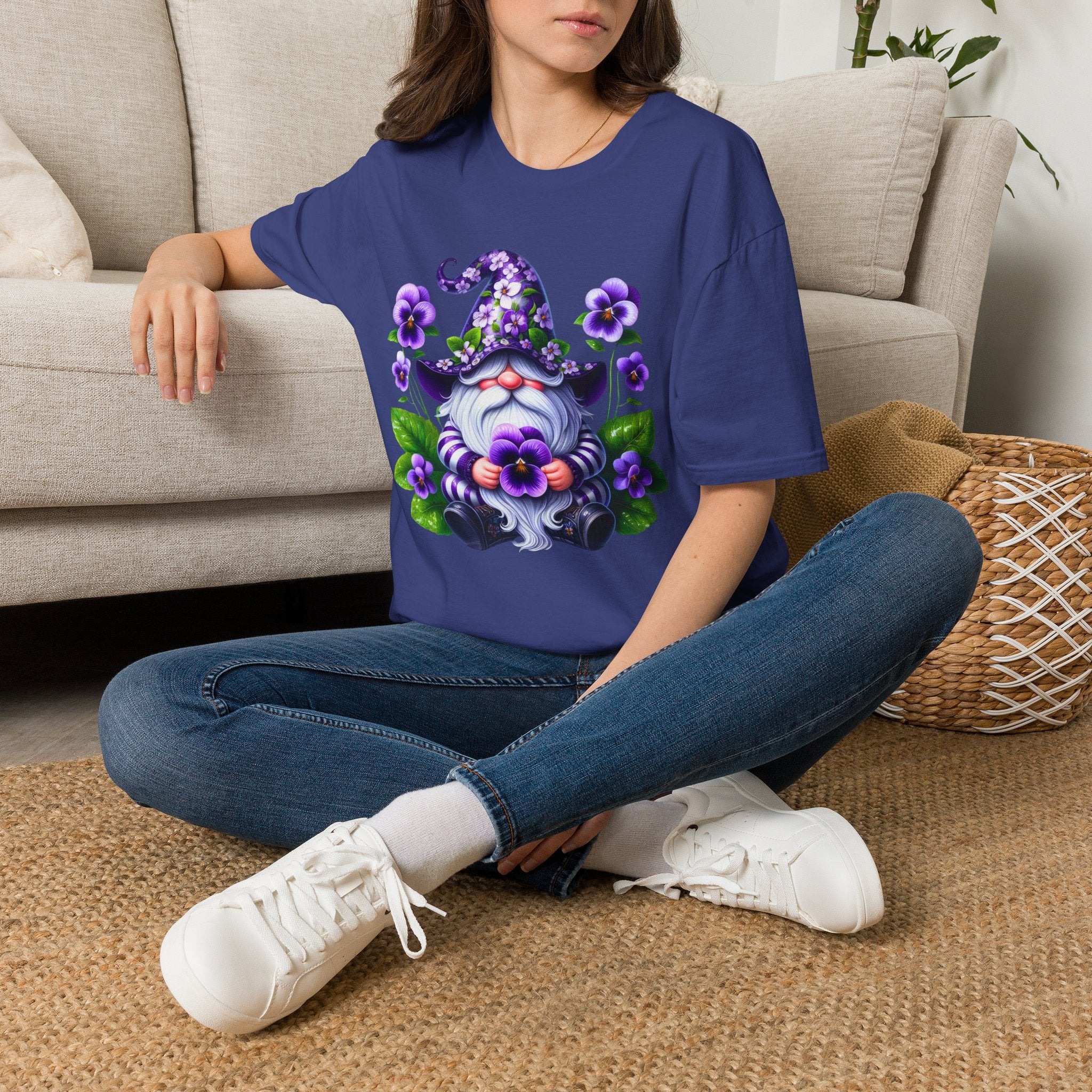 Purple Pansy Garden Gnome T-Shirt