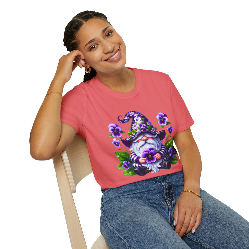 Purple Pansy Garden Gnome T-Shirt