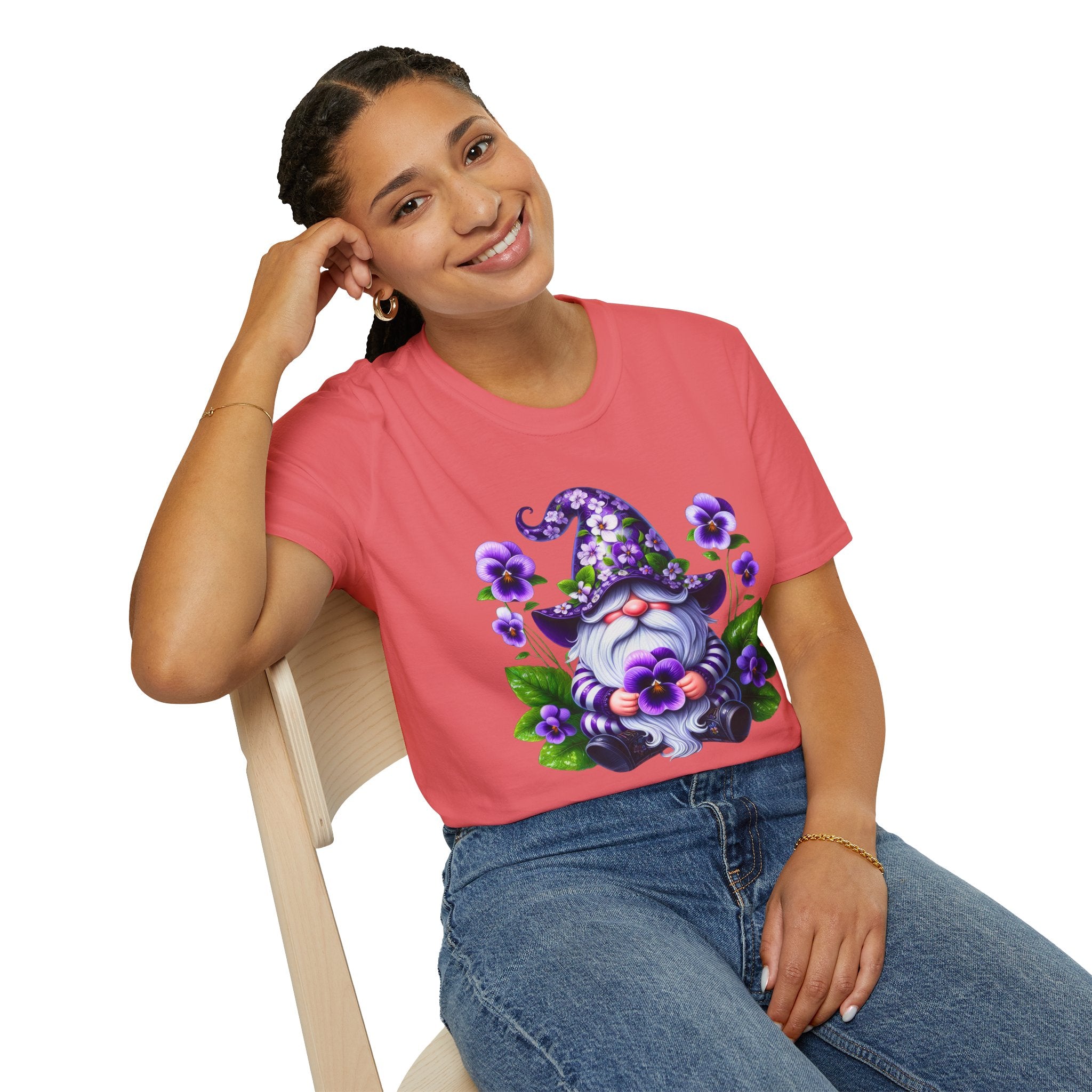 Purple Pansy Garden Gnome T-Shirt