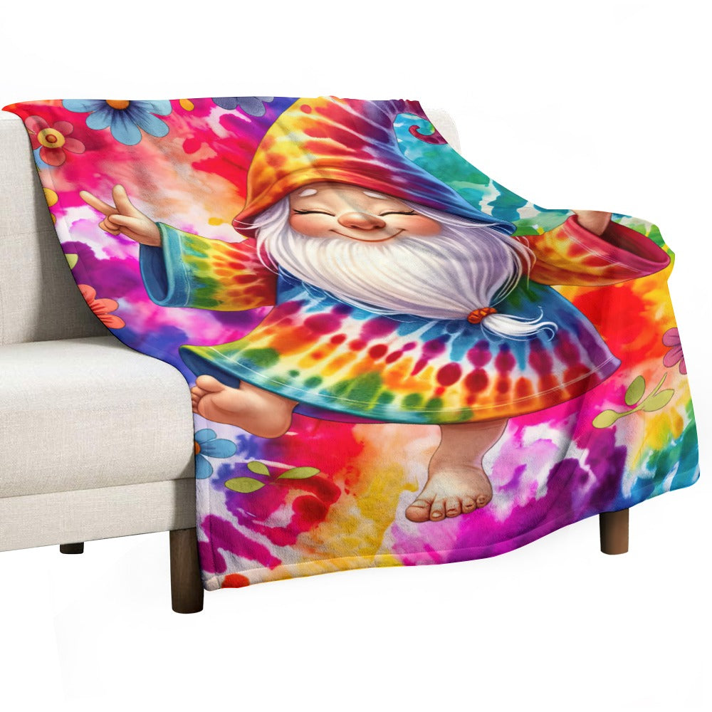 Happy Gnome Tie Dye Ultra-Soft Flannel Blanket 40" x 50"  Multiple Sizes
