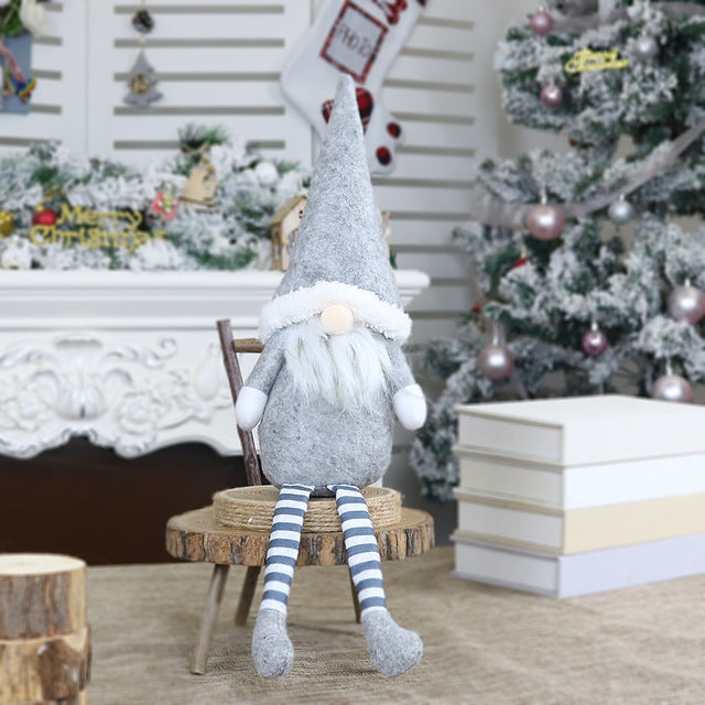 Christmas Long Legged Swedish Santa Gnome Plush Doll Ornament Handmade Elf Toys Holiday Home Party Decor Kids Gift#25