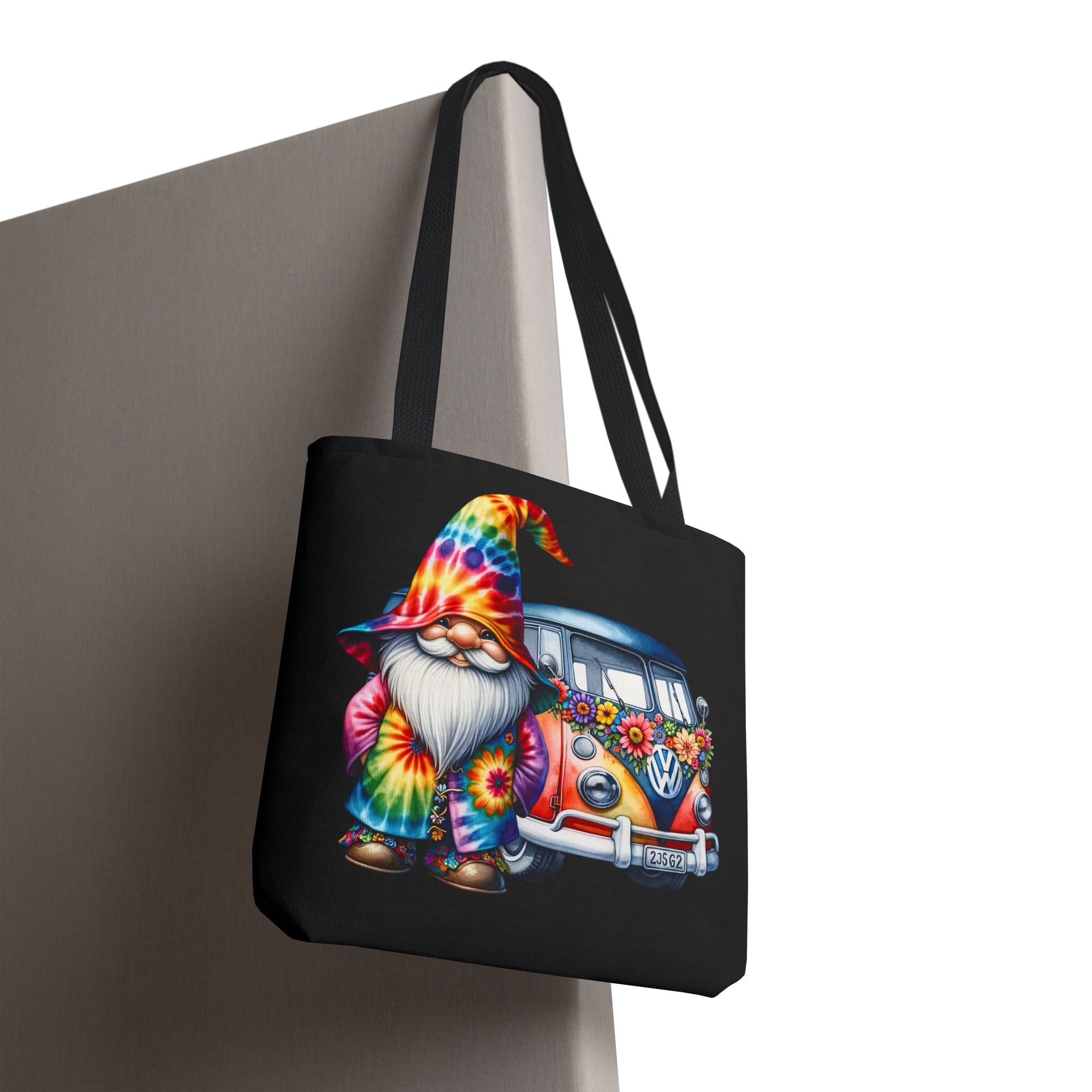 Tie-Dye Gnome Tote Bag — Hippie Van Floral Boho Market Tote