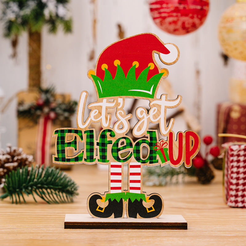 Christmas decoration supplies, creative letter figurines, Christmas gnome letter wooden ornaments