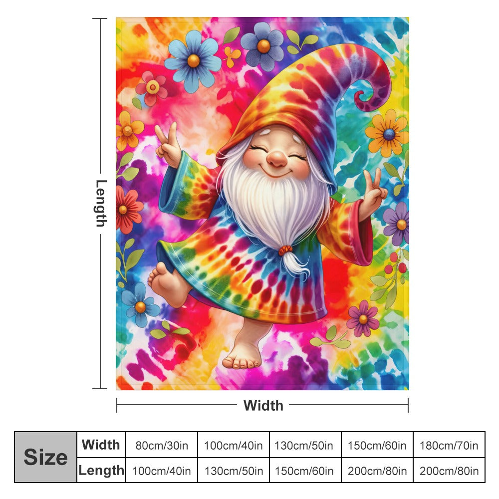 Happy Gnome Tie Dye Ultra-Soft Flannel Blanket 50" x 60" Multiple Sizes