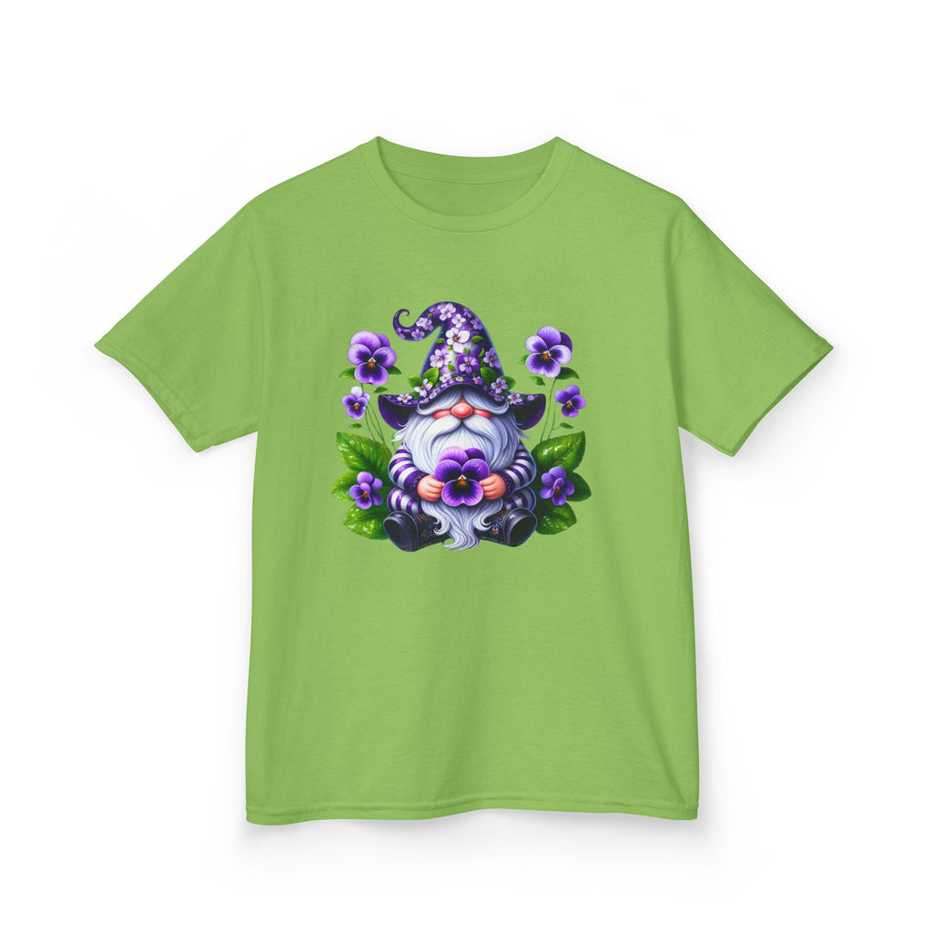 Kids Gnome T‑Shirt — Cute Purple Floral Gnome Tee for Children
