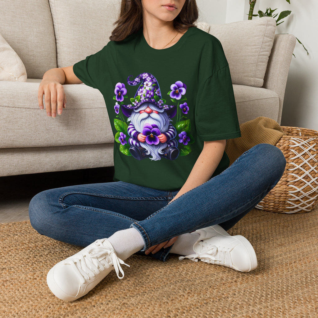 Purple Pansy Garden Gnome T-Shirt