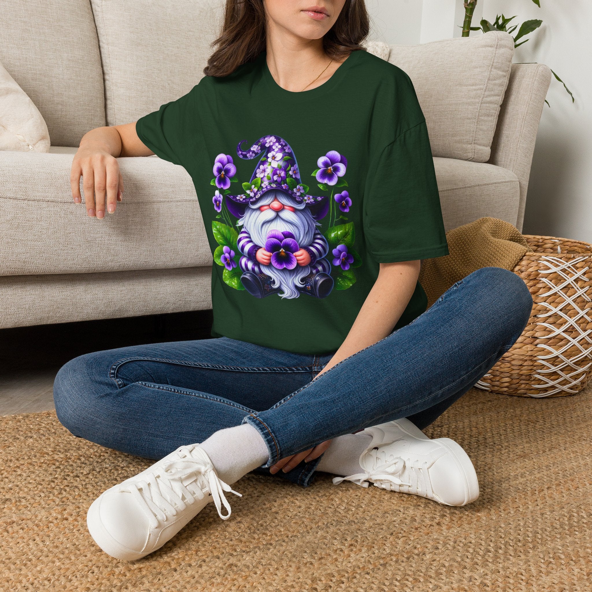 Purple Pansy Garden Gnome T-Shirt