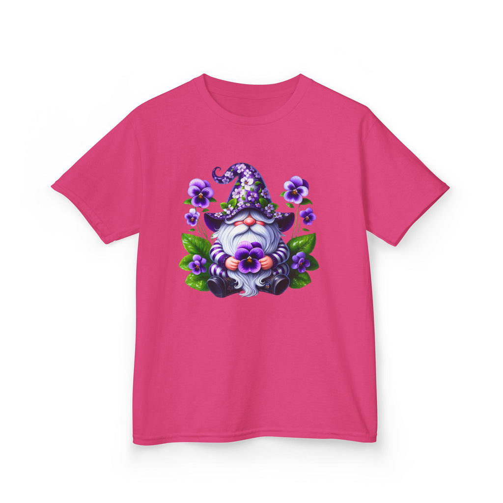 Kids Gnome T‑Shirt — Cute Purple Floral Gnome Tee for Children