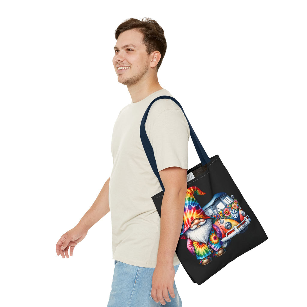 Tie-Dye Gnome Tote Bag — Hippie Van Floral Boho Market Tote