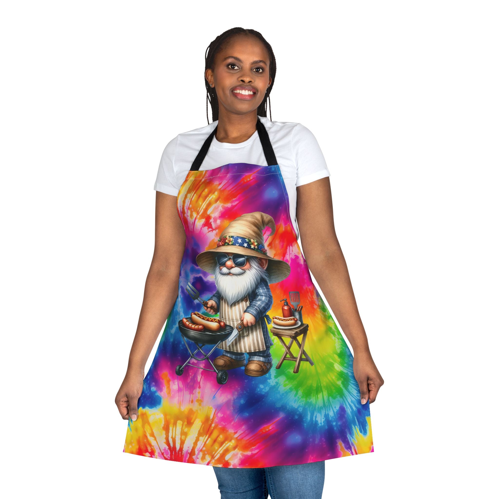 Tie-Dye Gnome BBQ Apron - Colorful Grilling Chef Apron