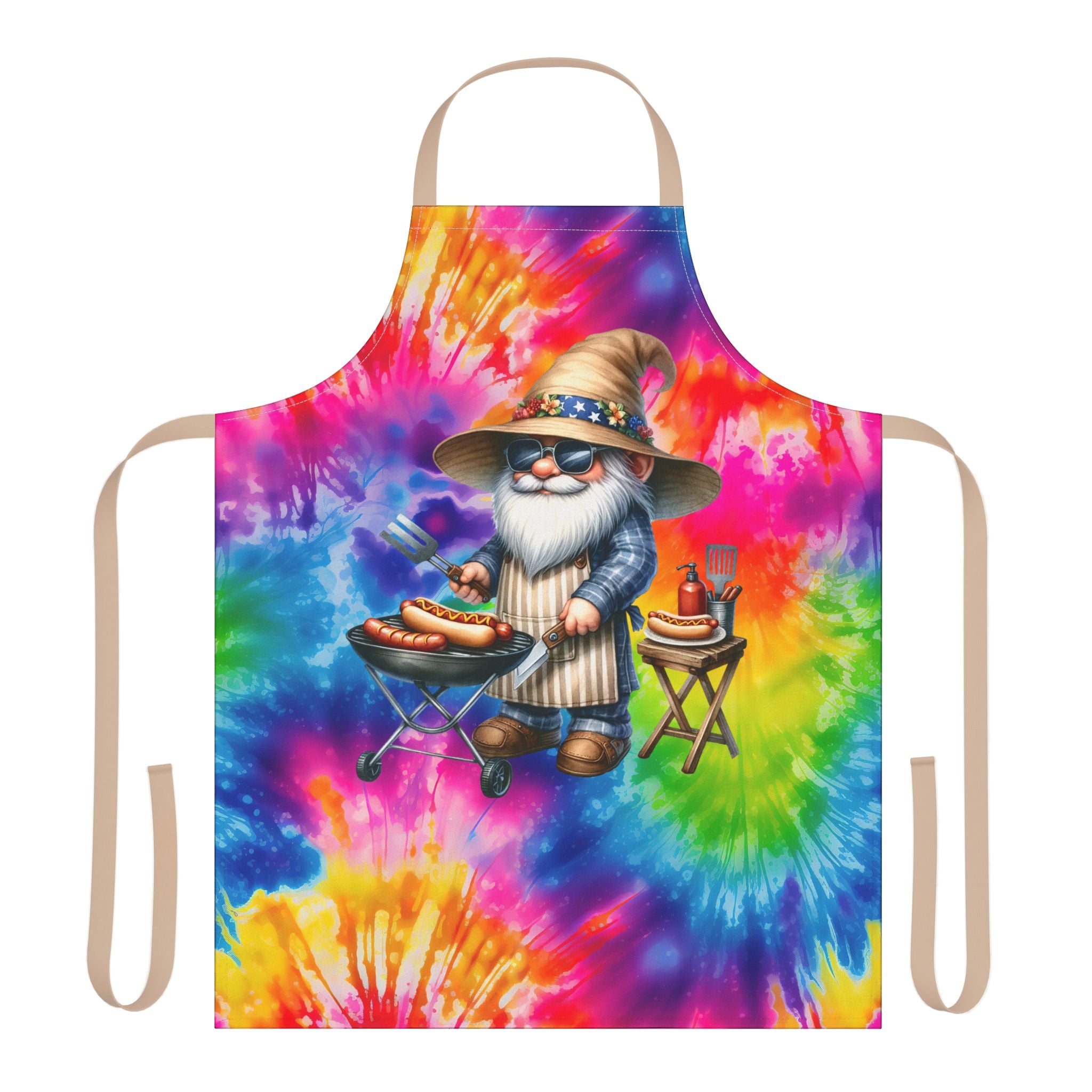 Tie-Dye Gnome BBQ Apron - Colorful Grilling Chef Apron