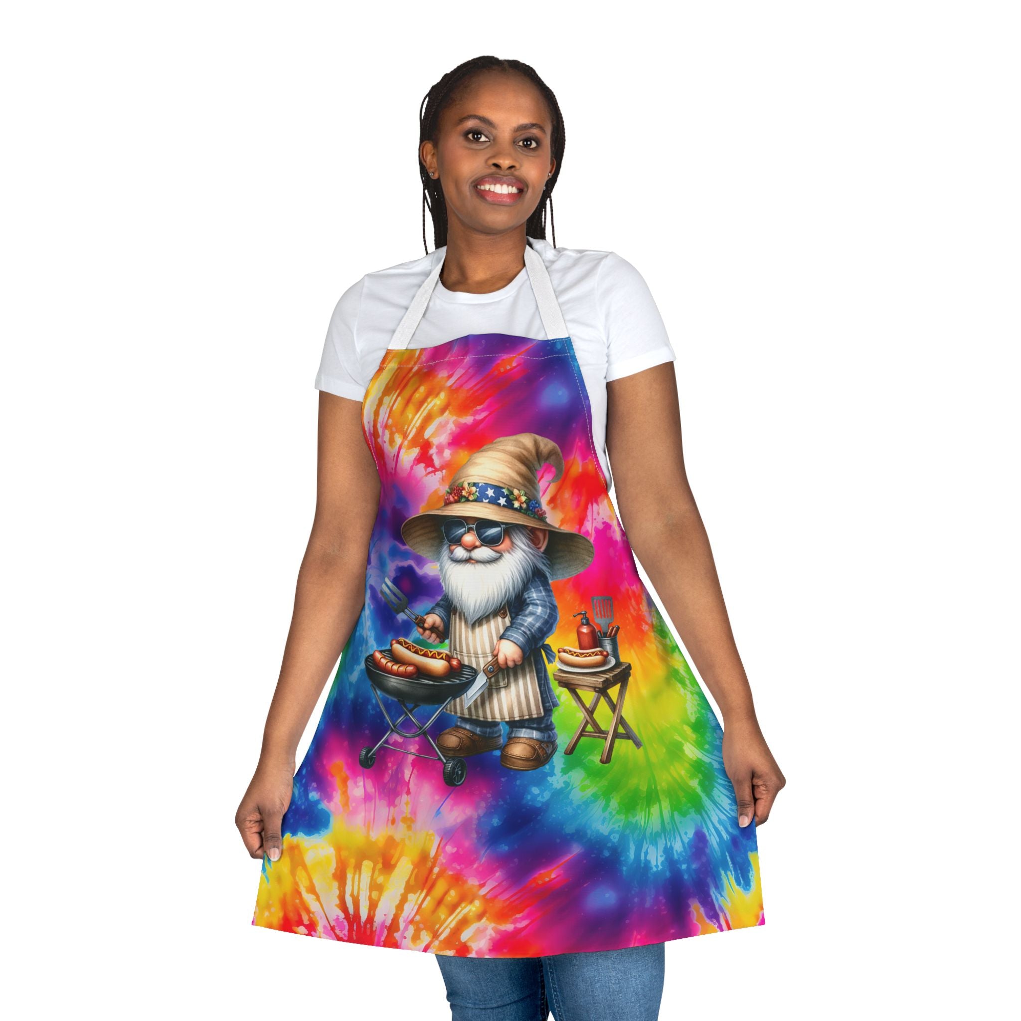 Tie-Dye Gnome BBQ Apron - Colorful Grilling Chef Apron